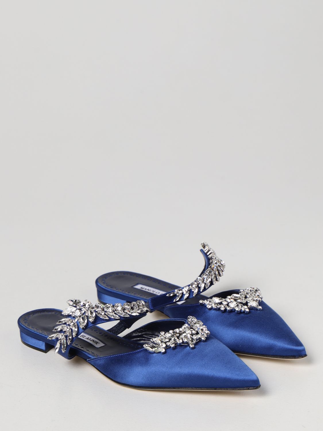 Flat shoes Manolo Blahnik: Manolo Blahnik Lurumflat mules with crystals royal blue 2