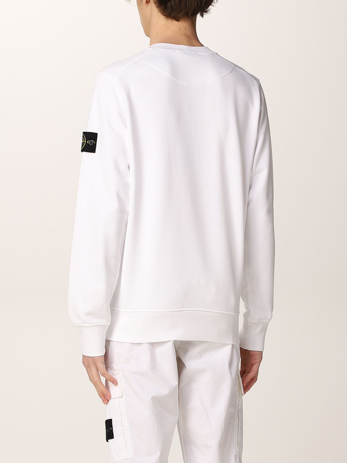 STONE ISLAND: sweatshirt in garment-dyed cotton - White | Stone Island ...