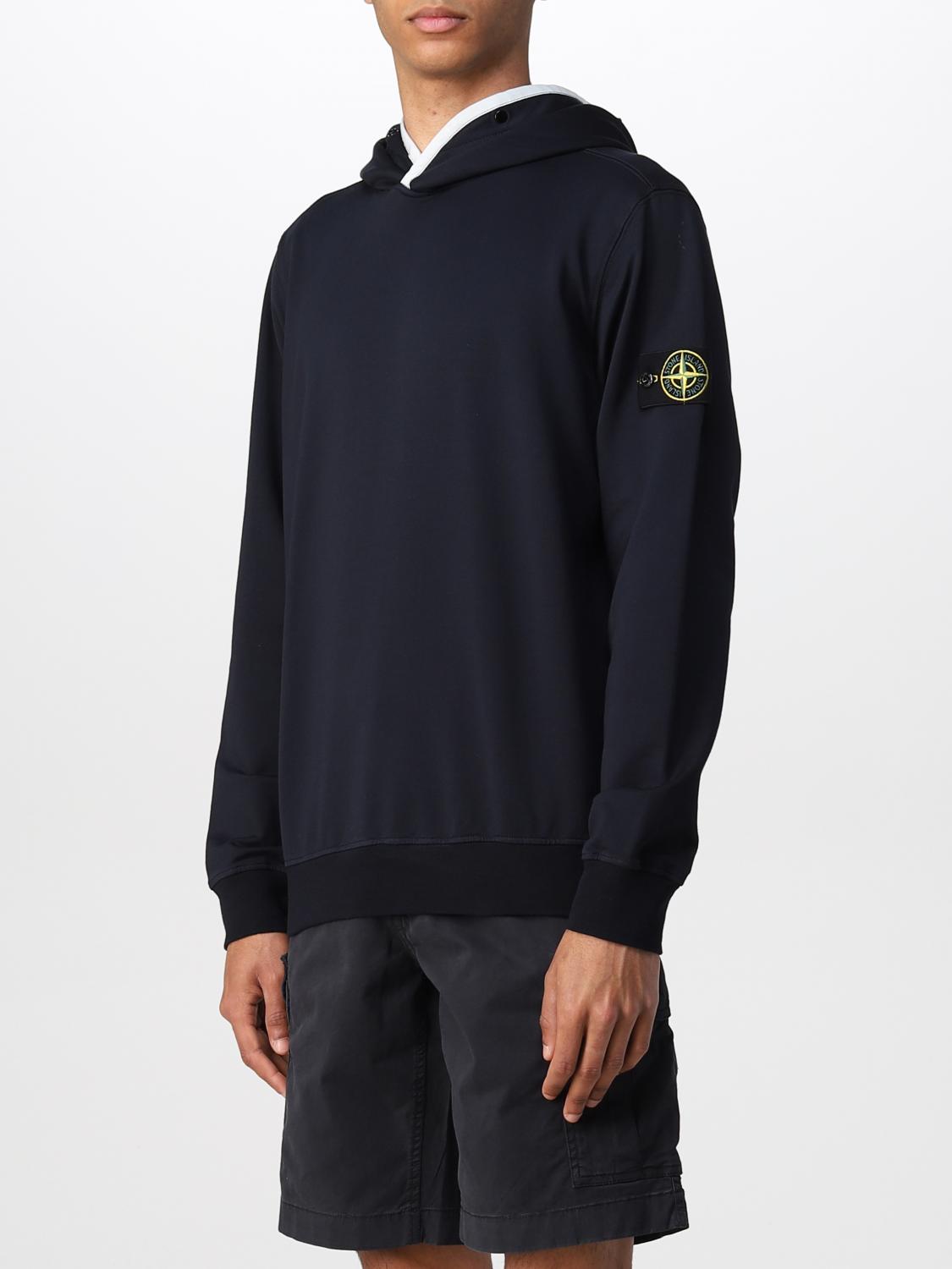 STONE ISLAND: Felpa in cotone con logo - Blue | Felpa Stone Island 62852  GIGLIO.COM