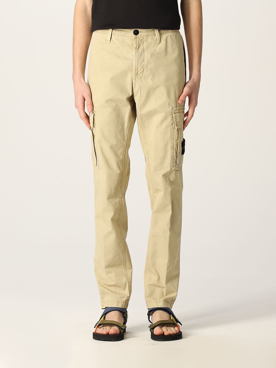 STONE ISLAND: pants in brushed cotton canvas - Beige | Stone
