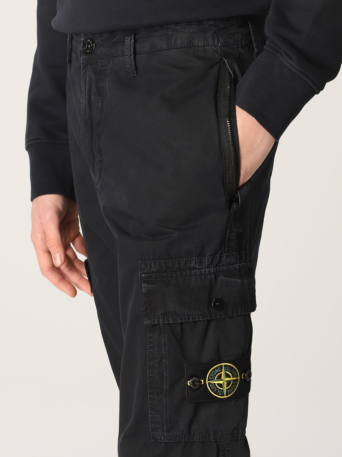 STONE ISLAND: pants in brushed cotton canvas - Navy | Pants Stone Island  303WA GIGLIO.COM