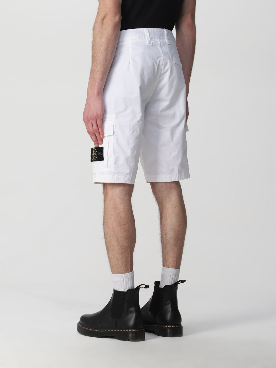 Short Coton Stone Island pour homme en coloris Blanc Homme Vêtements Shorts Bermudas 