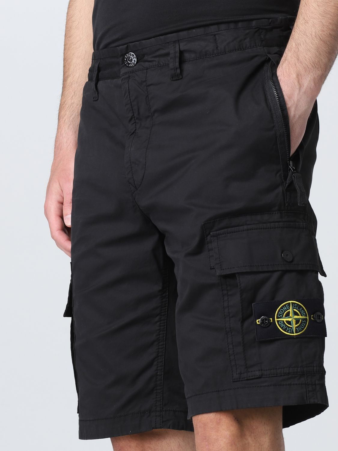 STONE ISLAND: cargo bermuda shorts in Supima® cotton - Black | Stone ...