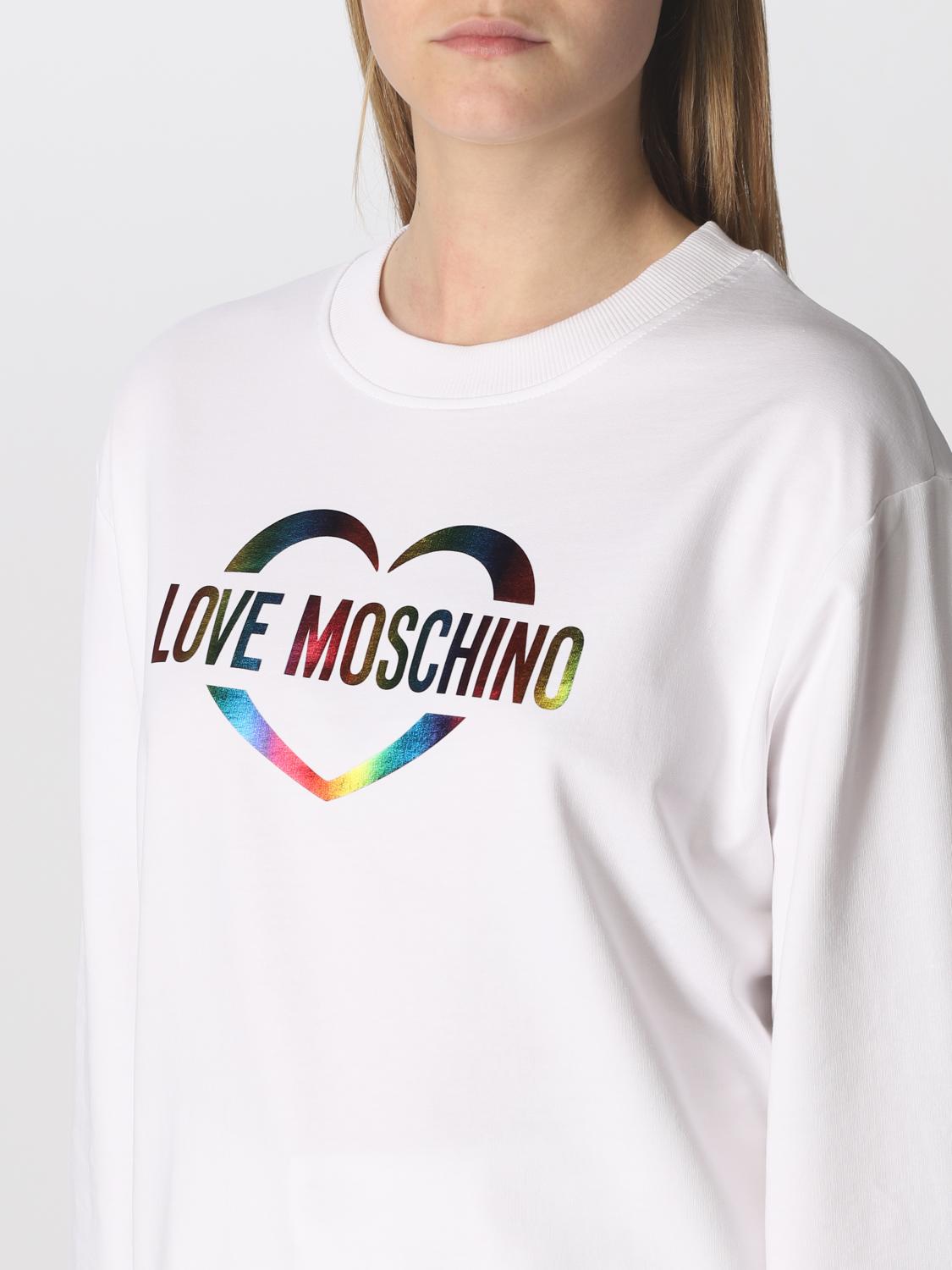 LOVE MOSCHINO: Felpa in cotone con logo - Bianco | Felpa Love Moschino  W630650E2340 GIGLIO.COM