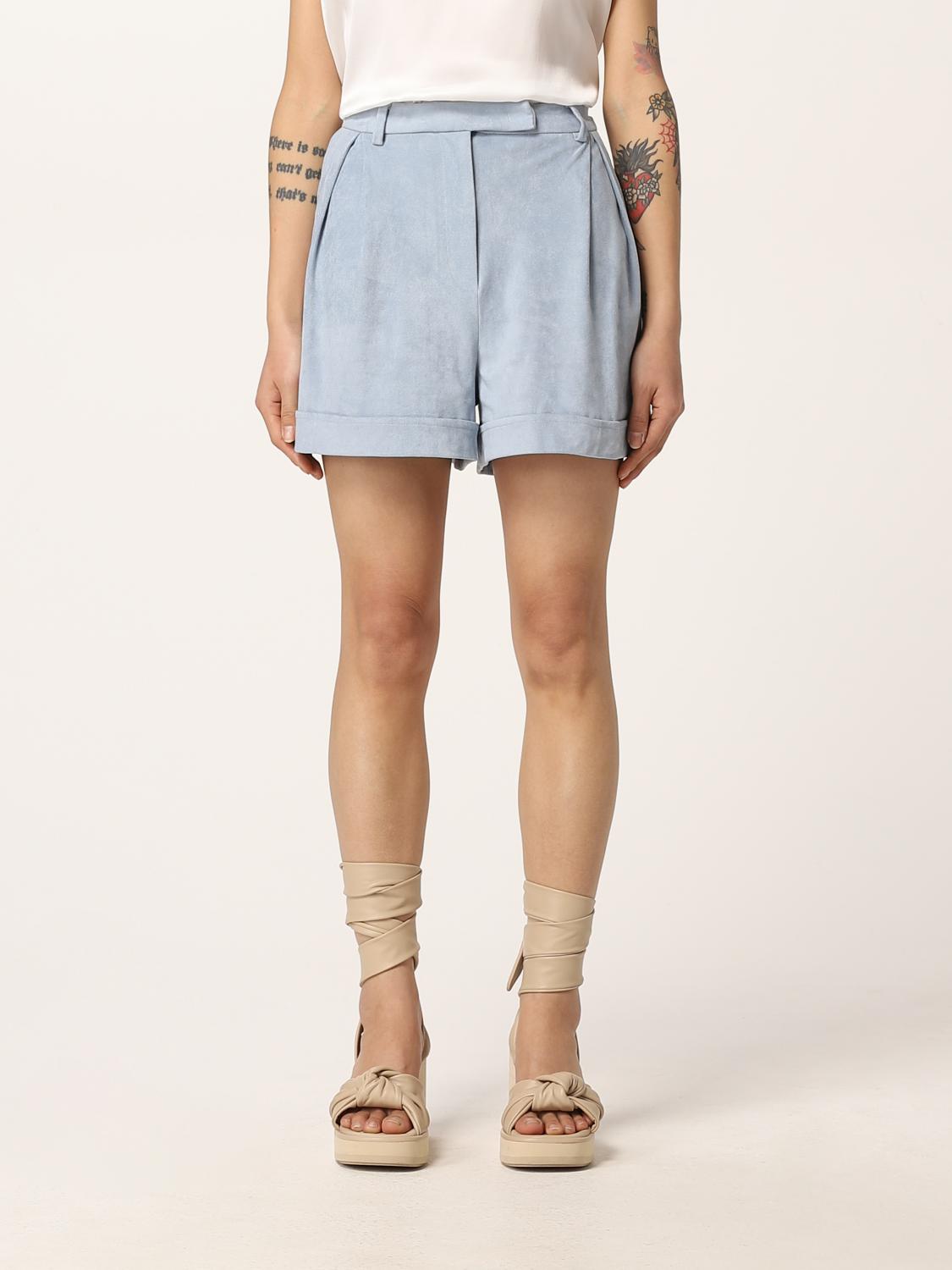 MANILA GRACE: Shorts eco camoscio - Azzurro | Pantaloncino Manila Grace  P019PU GIGLIO.COM