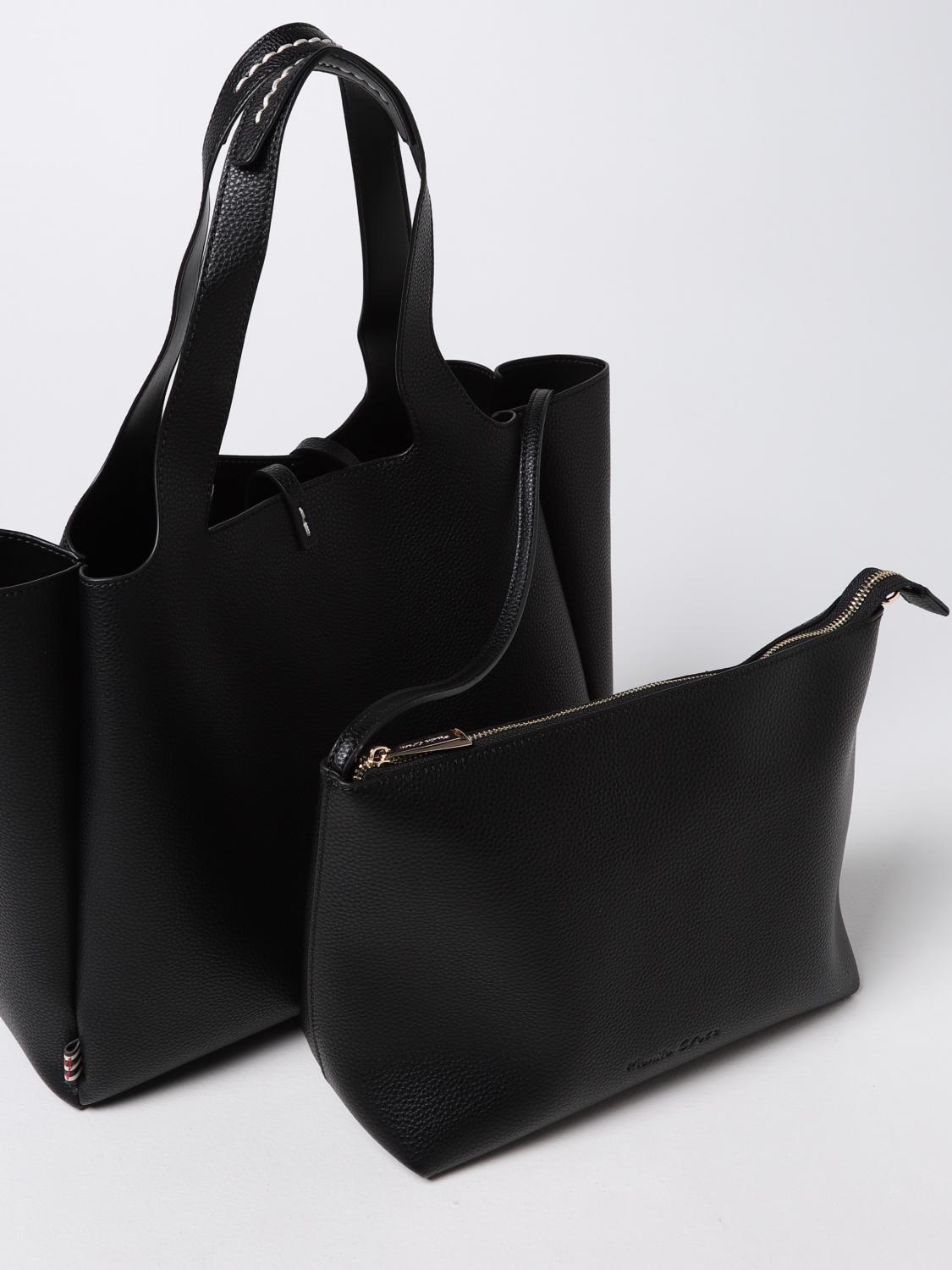 MANILA GRACE Demetra tote bag in textured synthetic leather Black