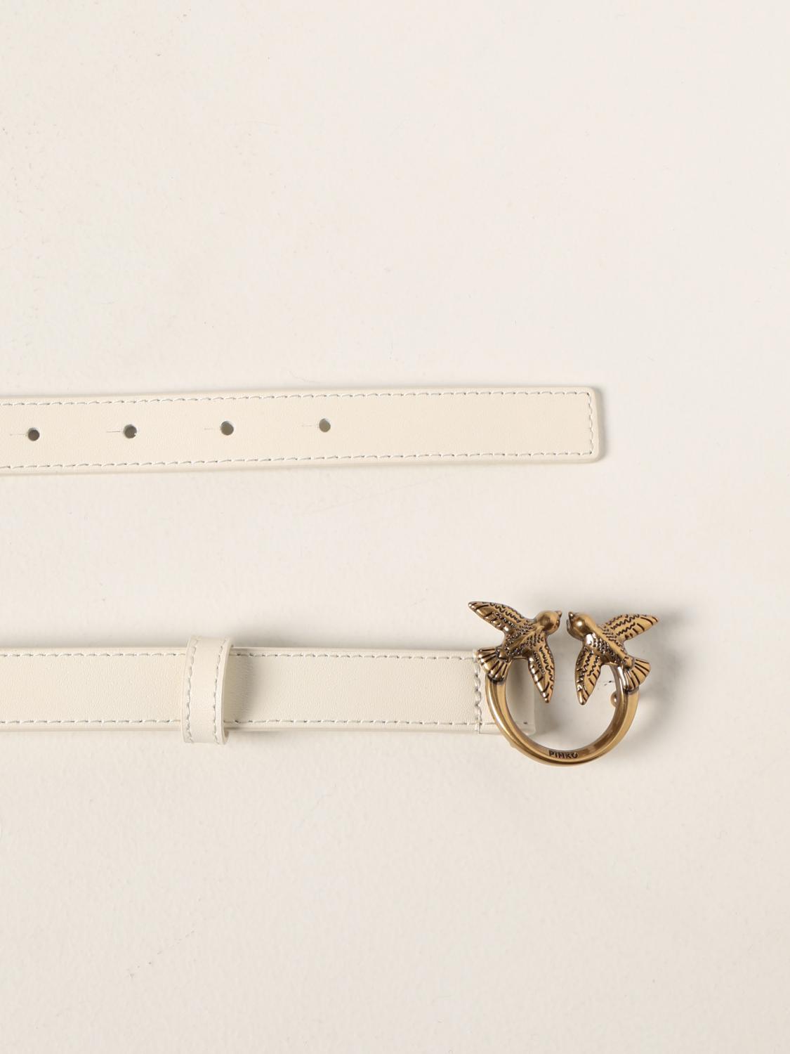 PINKO: Cintura Love Berry Simply in pelle - Bianco | Cintura Pinko  1H20ZVY7SP GIGLIO.COM