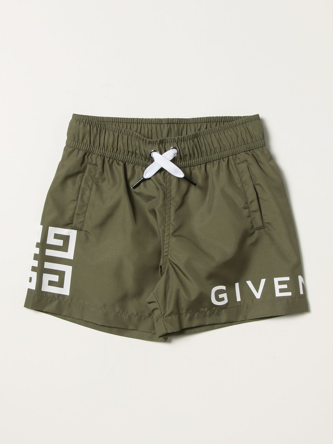 Maillot de bain Givenchy: Maillot de bain boxer Givenchy avec logo vert militaire 1