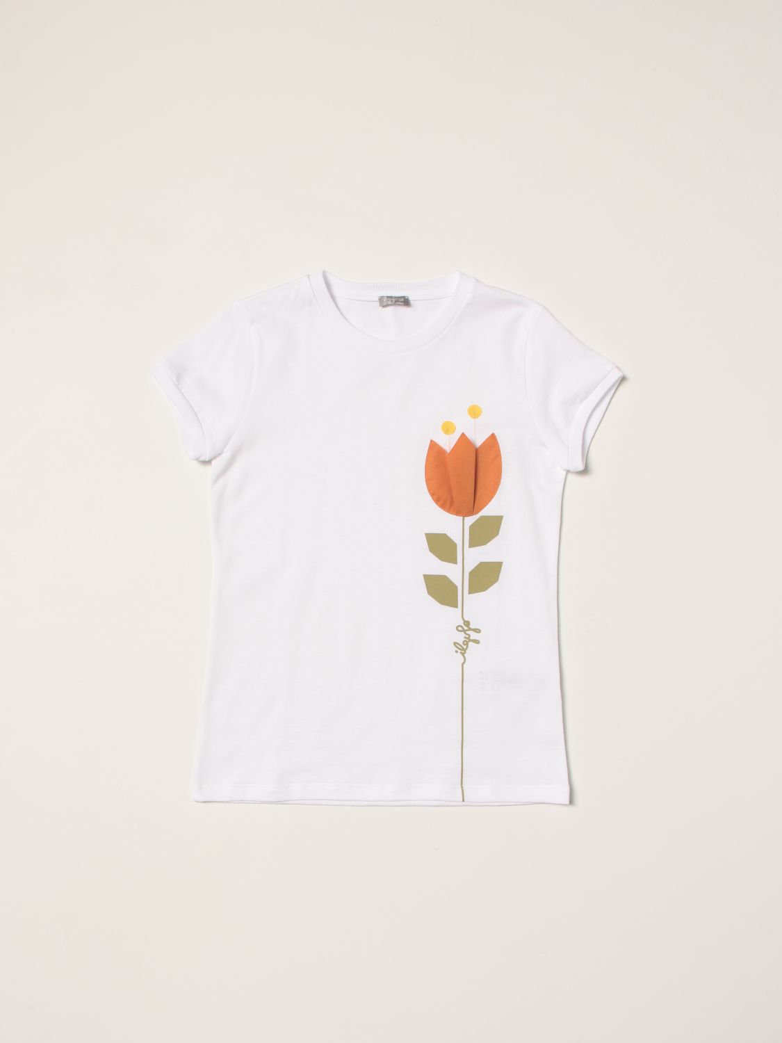 IL GUFO: t-shirt in cotton with flower - White | Il Gufo t-shirt ...