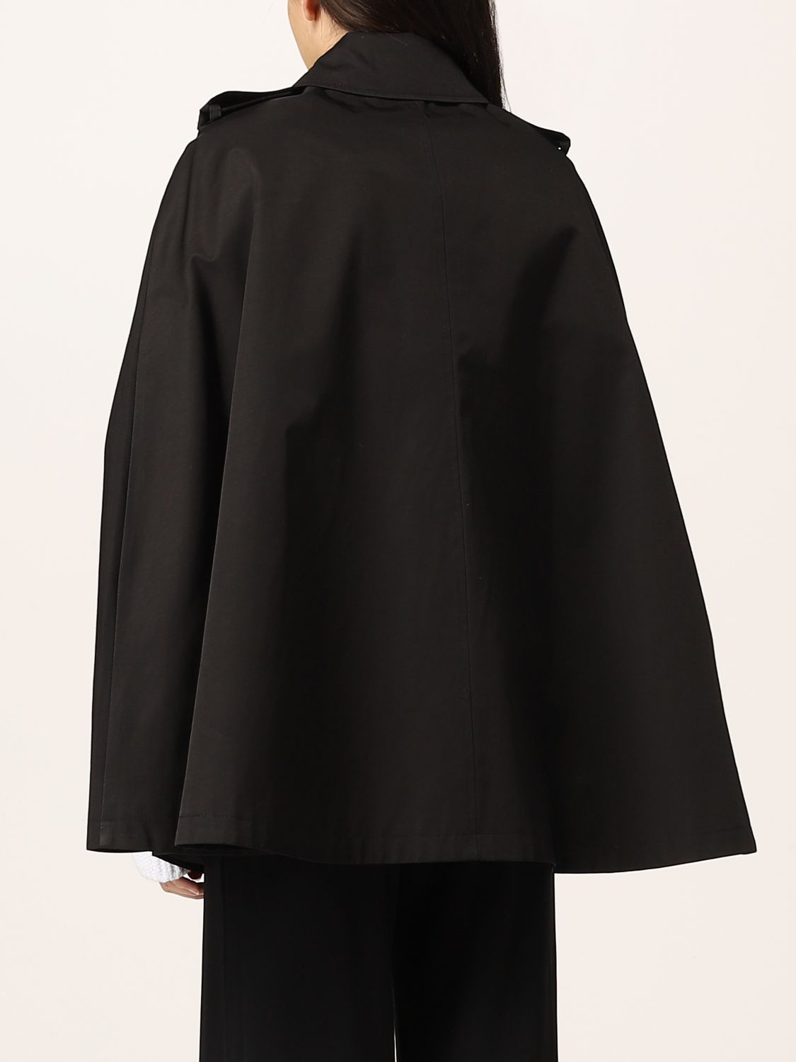 LAUREN RALPH LAUREN: Double-breasted hooded trench coat - Black ...