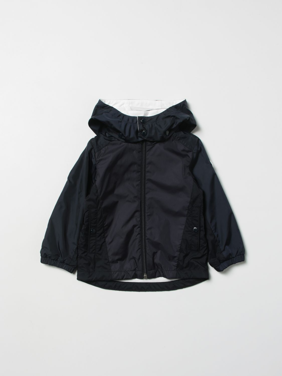 Jacket Moncler: Moncler Barratier nylon jacket with contrasting panels and hood blue 1