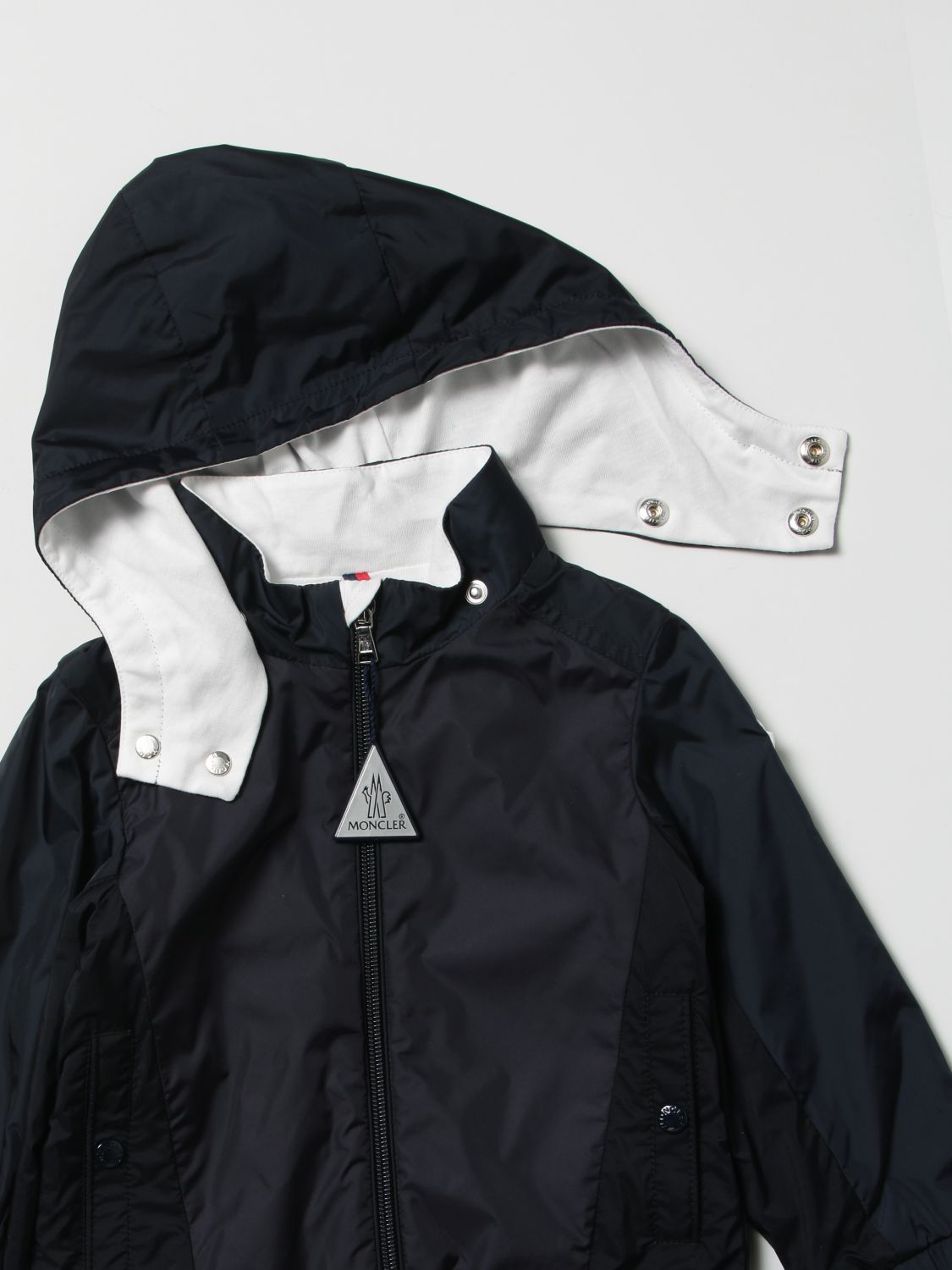 Jacket Moncler: Moncler Barratier nylon jacket with contrasting panels and hood blue 3