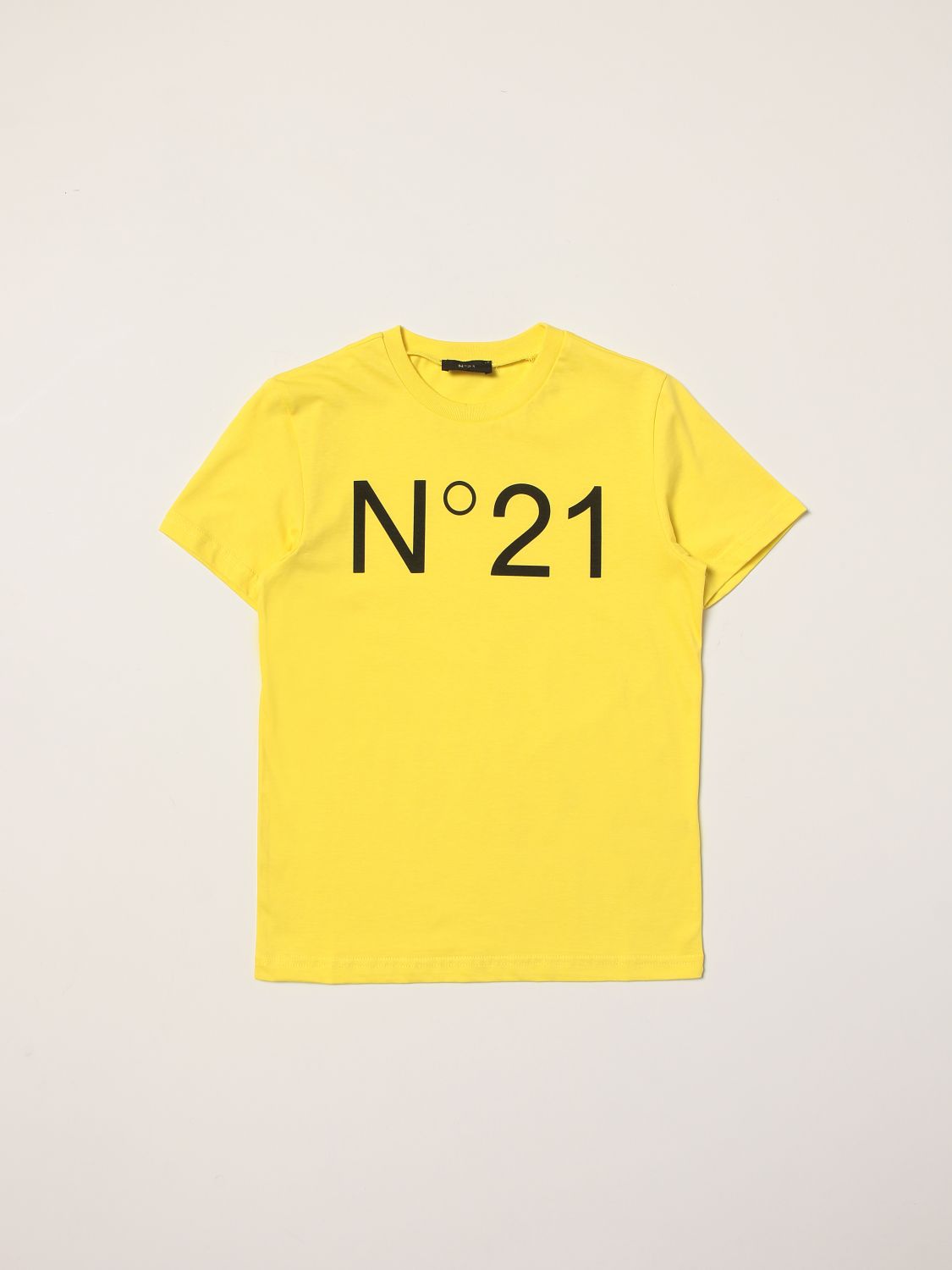 T-shirt N° 21: N ° 21 cotton T-shirt with logo yellow 1