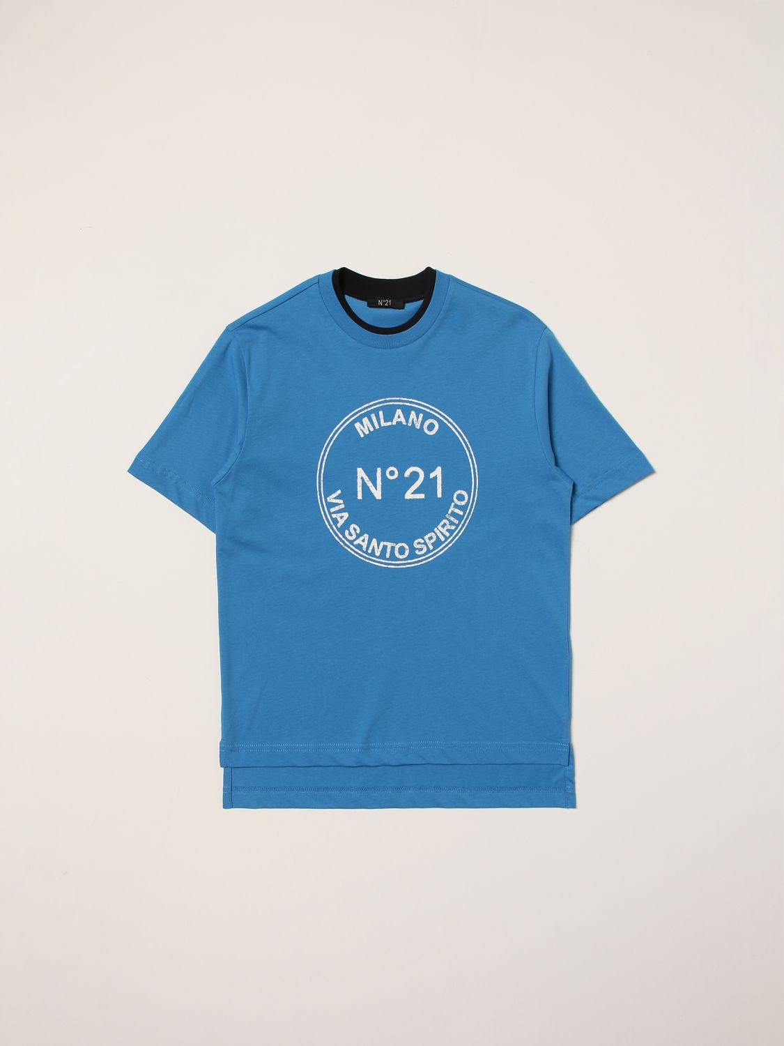 T-shirt N° 21: N ° 21 cotton T-shirt with logo sky blue 1