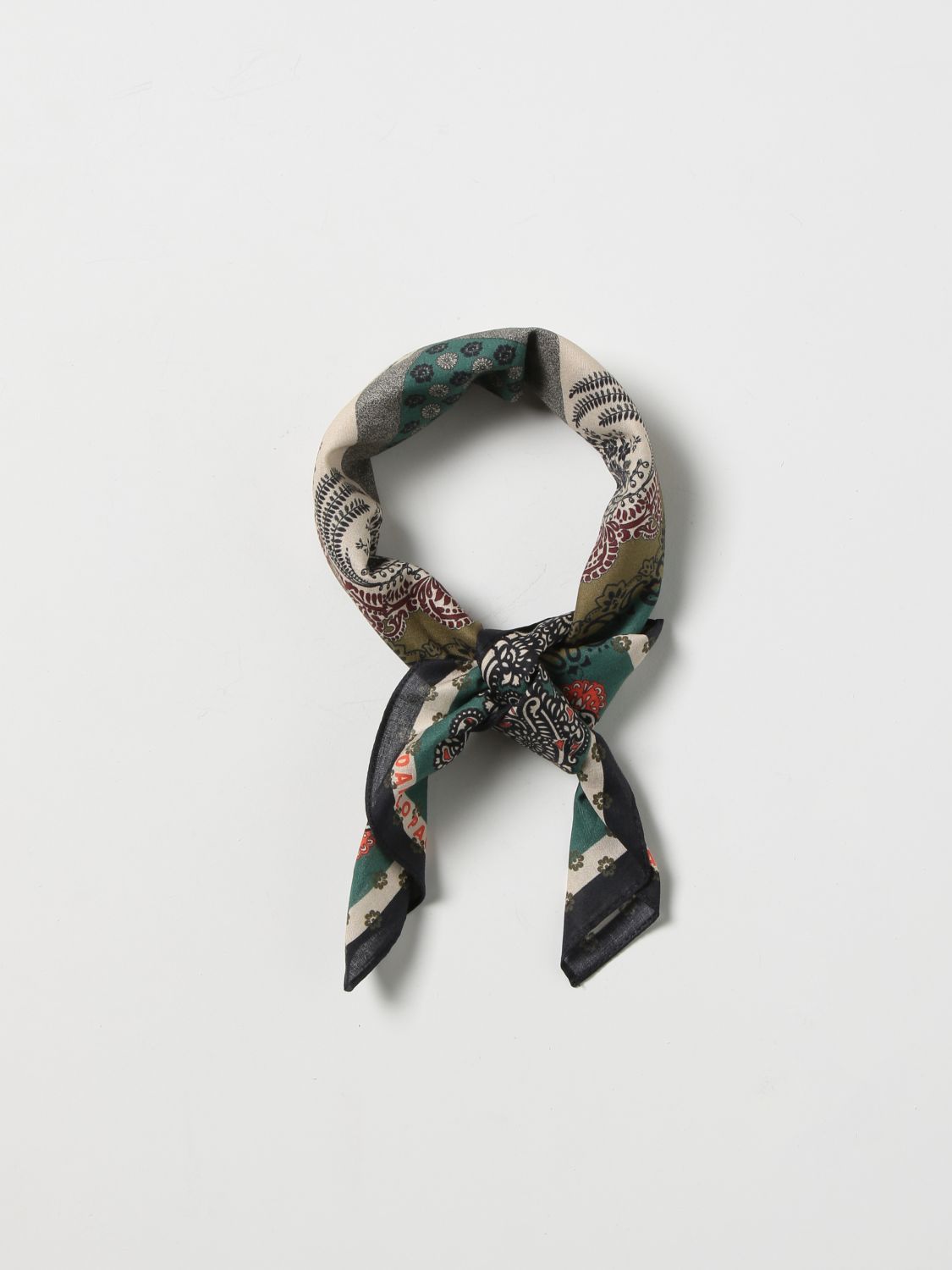 Neck scarf Paura: Scarf Paura in cotton with bandana print green 2