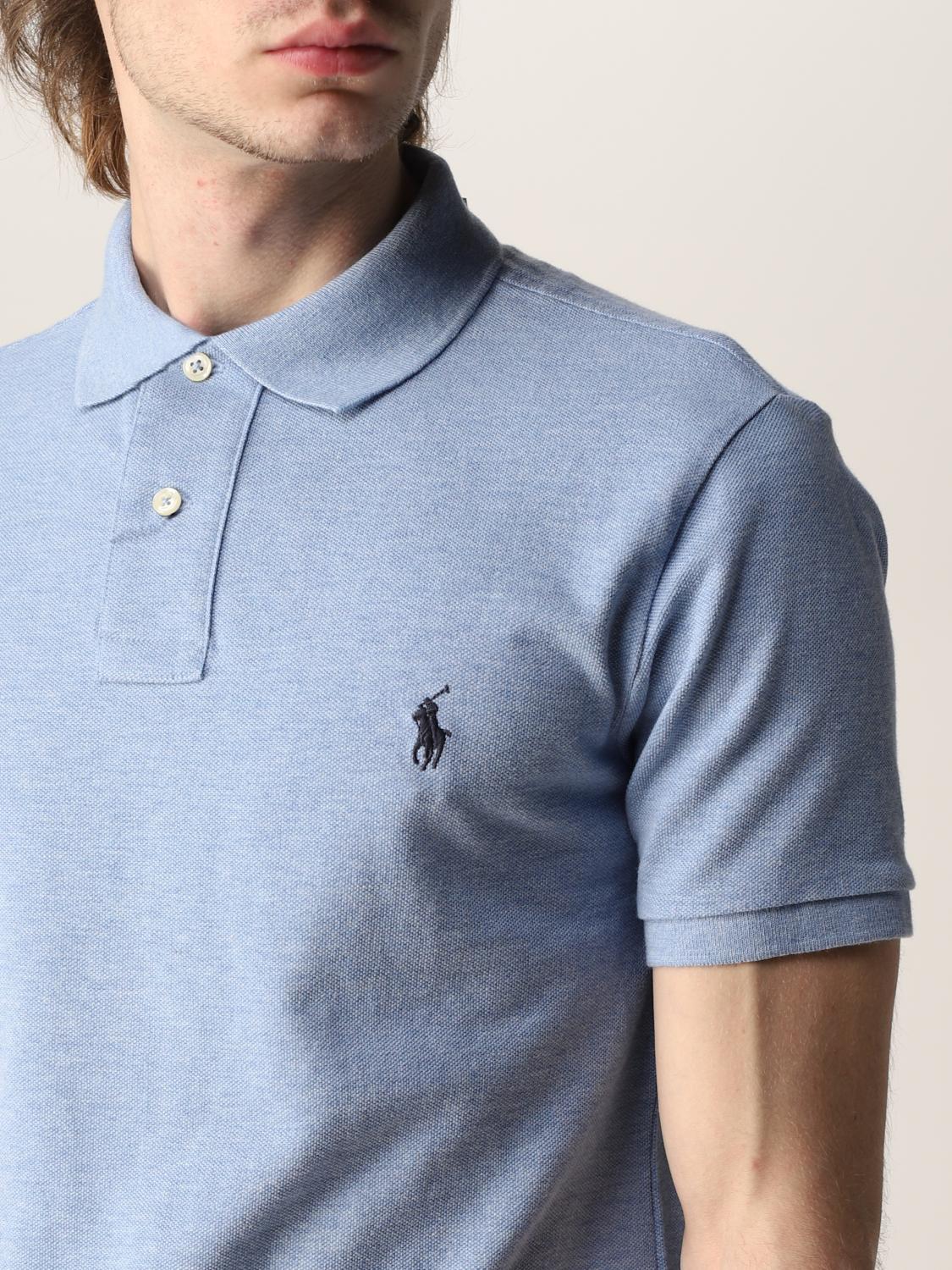 POLO RALPH LAUREN: cotton polo shirt with logo - Sky Blue  Polo Ralph  Lauren polo shirt 710548797 online at