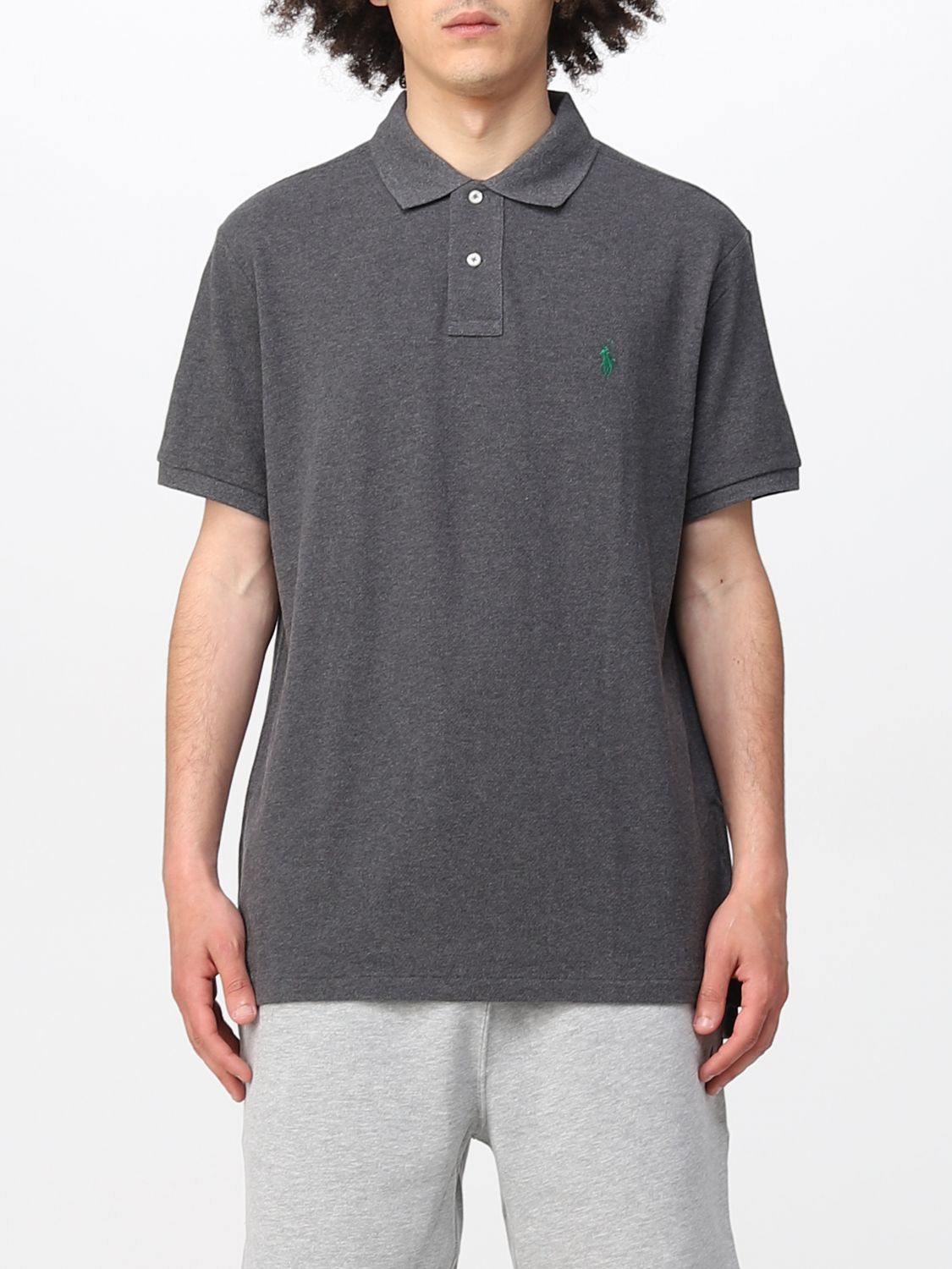 Polo Ralph Lauren Cotton Polo Shirt With Logo In Gray