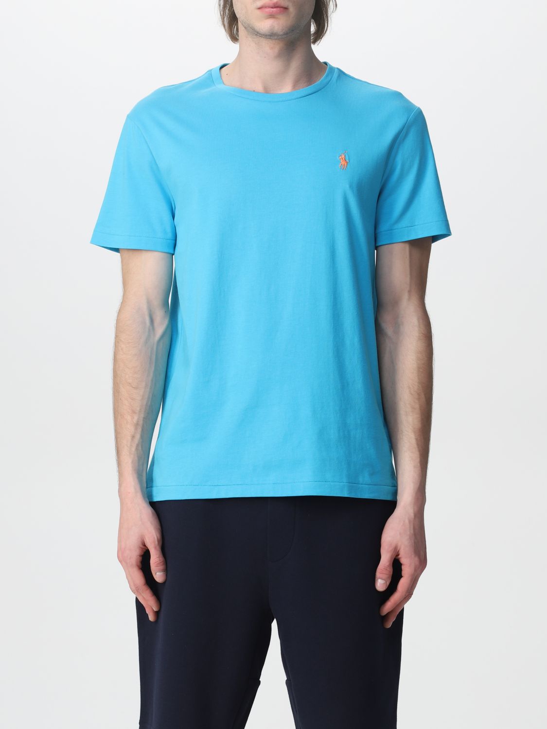 POLO RALPH LAUREN: cotton t-shirt with logo - Blue | Polo Ralph Lauren t- shirt 710671438 online on 