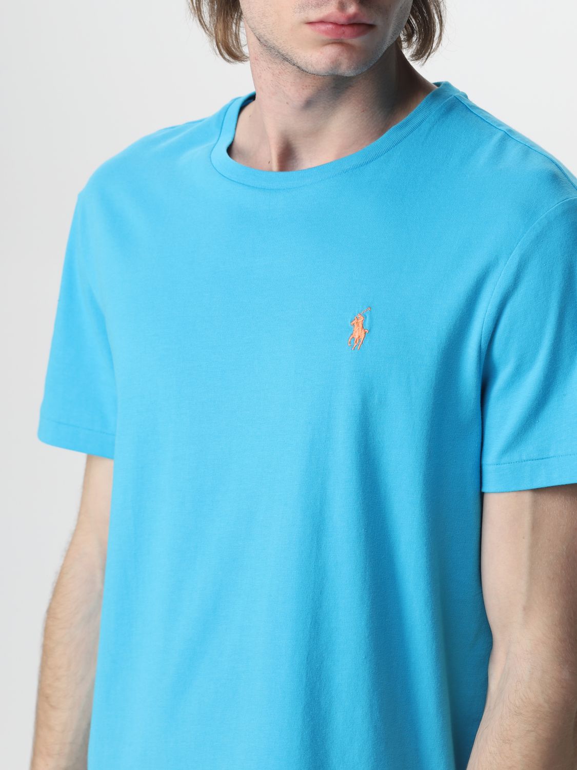 POLO RALPH LAUREN: cotton t-shirt with logo - Blue | Polo Ralph Lauren t- shirt 710671438 online on 