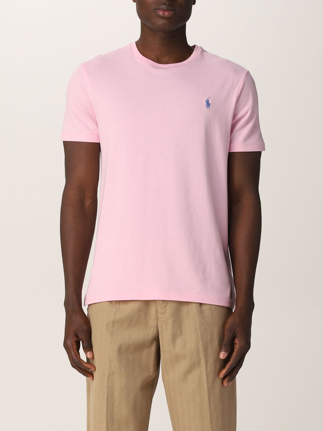 POLO RALPH LAUREN: cotton t-shirt with logo - Pink | Polo Ralph Lauren t- shirt 710671438 online on 
