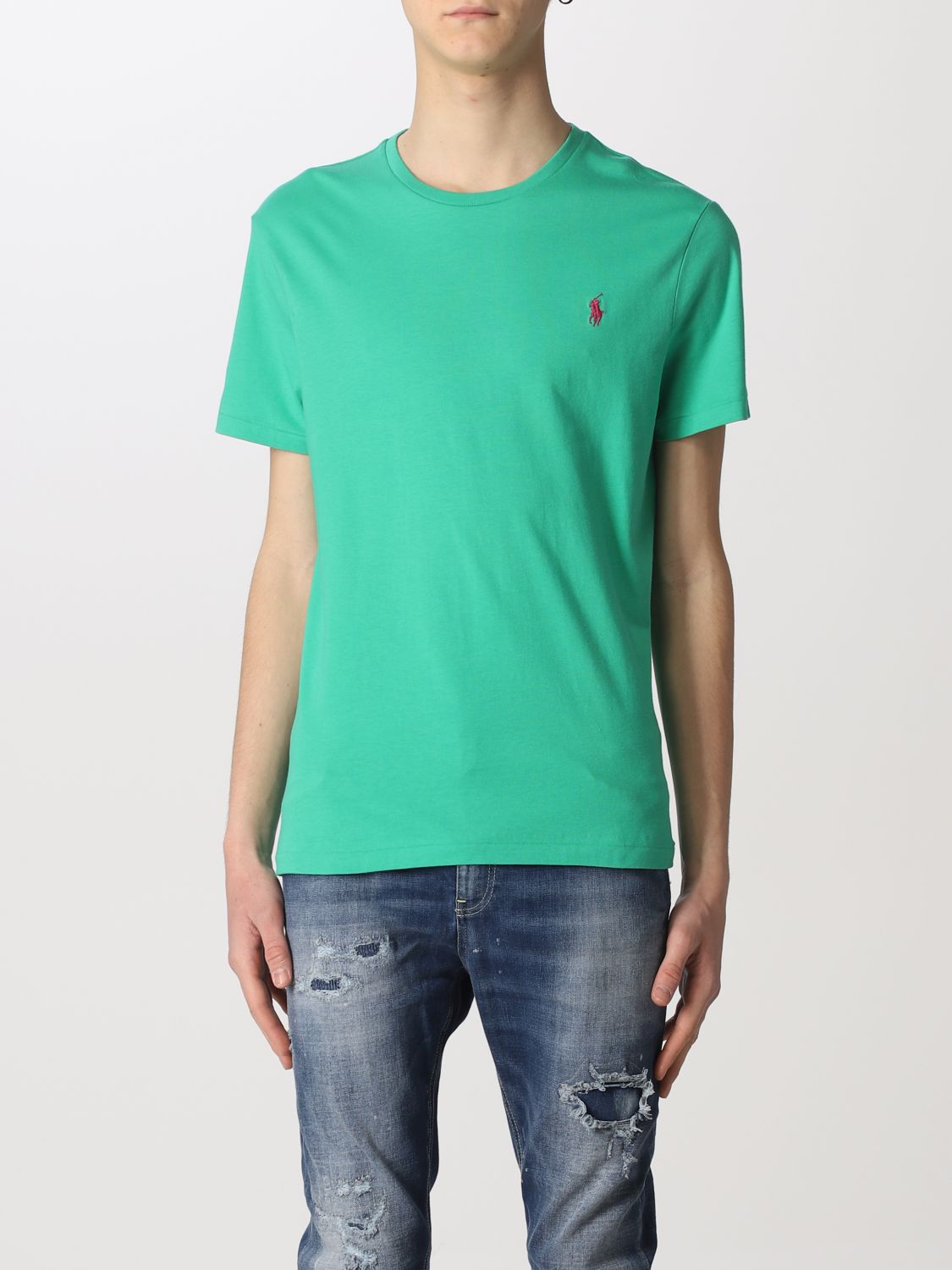 Polo Ralph Lauren Cotton T-shirt With Logo In Water