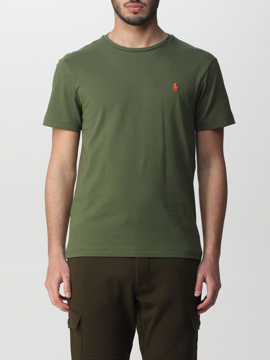 POLO RALPH LAUREN: cotton t-shirt with logo - Bottle Green | Polo Ralph  Lauren t-shirt 710671438 online on 