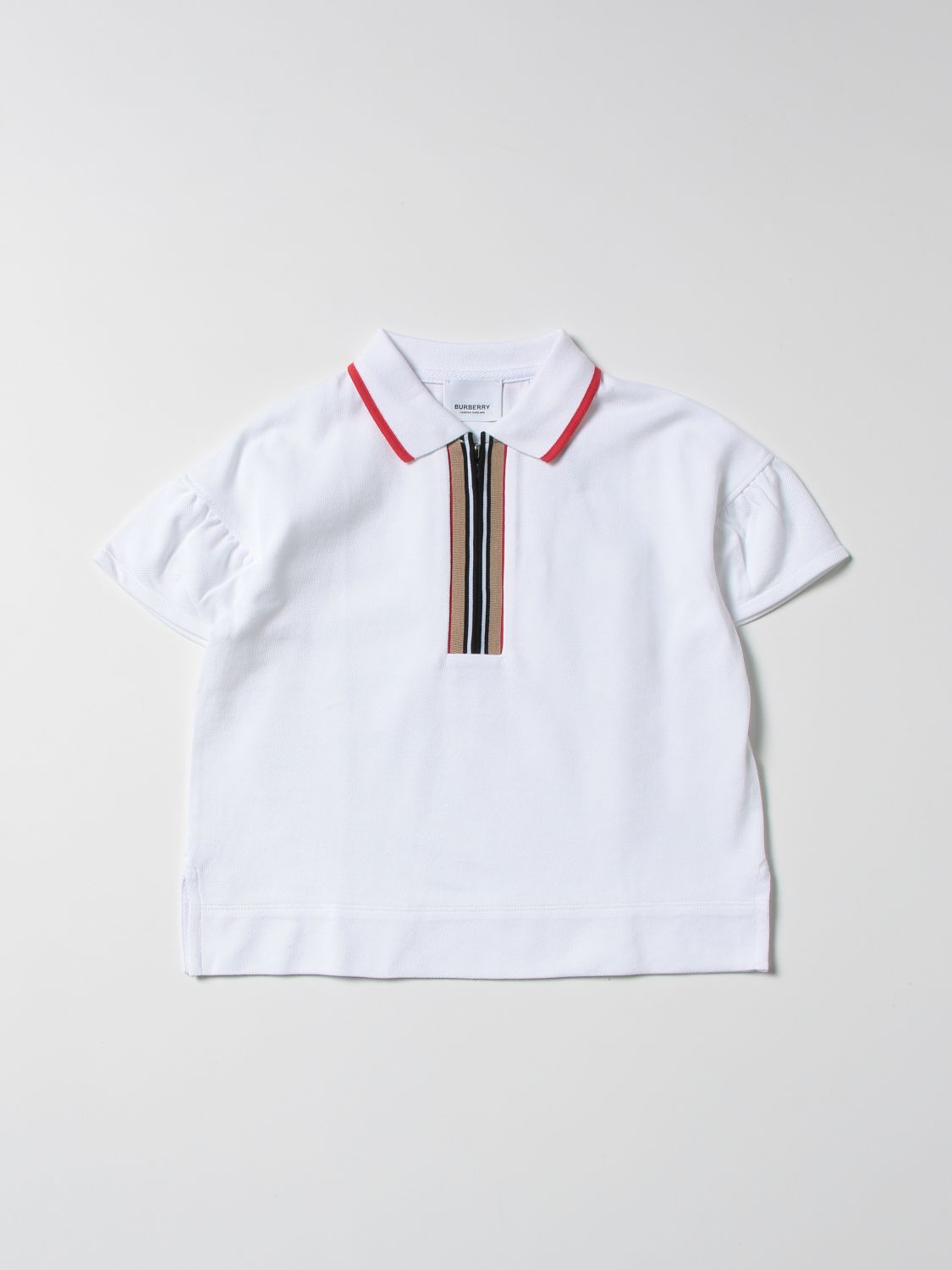 Polo Shirt Burberry: Burberry Martina piqué cotton polo t-shirt with stripes white 1