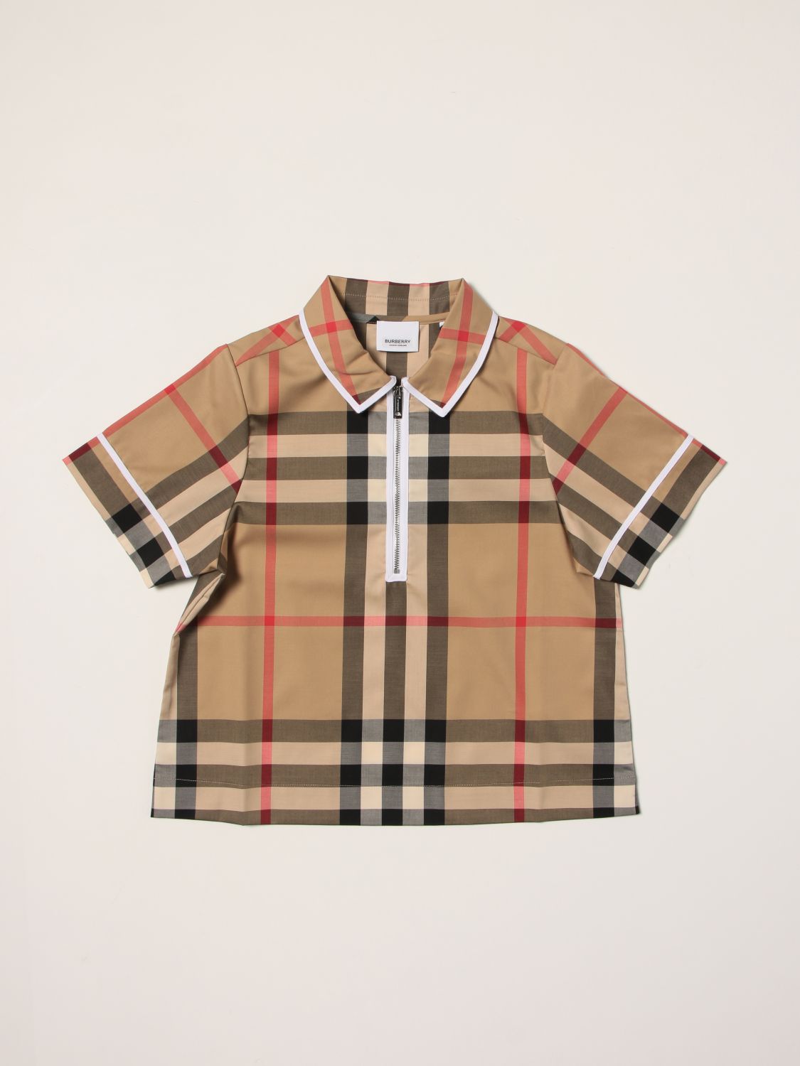 Polo Shirt Burberry: Burberry cotton polo t-shirt with exploded check pattern beige 1