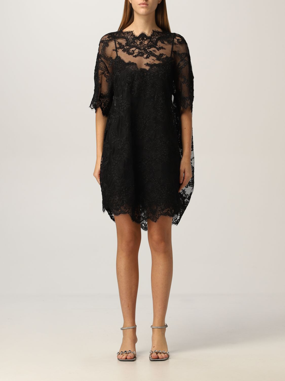 ERMANNO SCERVINO: lace mini dress - Black | Dress Ermanno Scervino ...