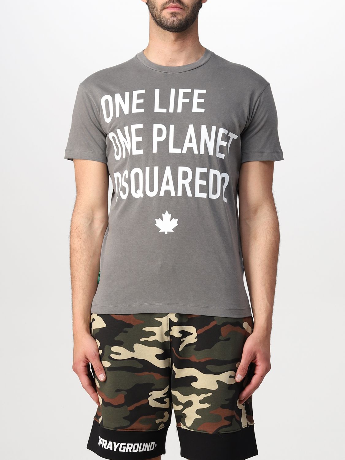 Shop Dsquared2 One Life One Planet T-shirt With Print In Grey
