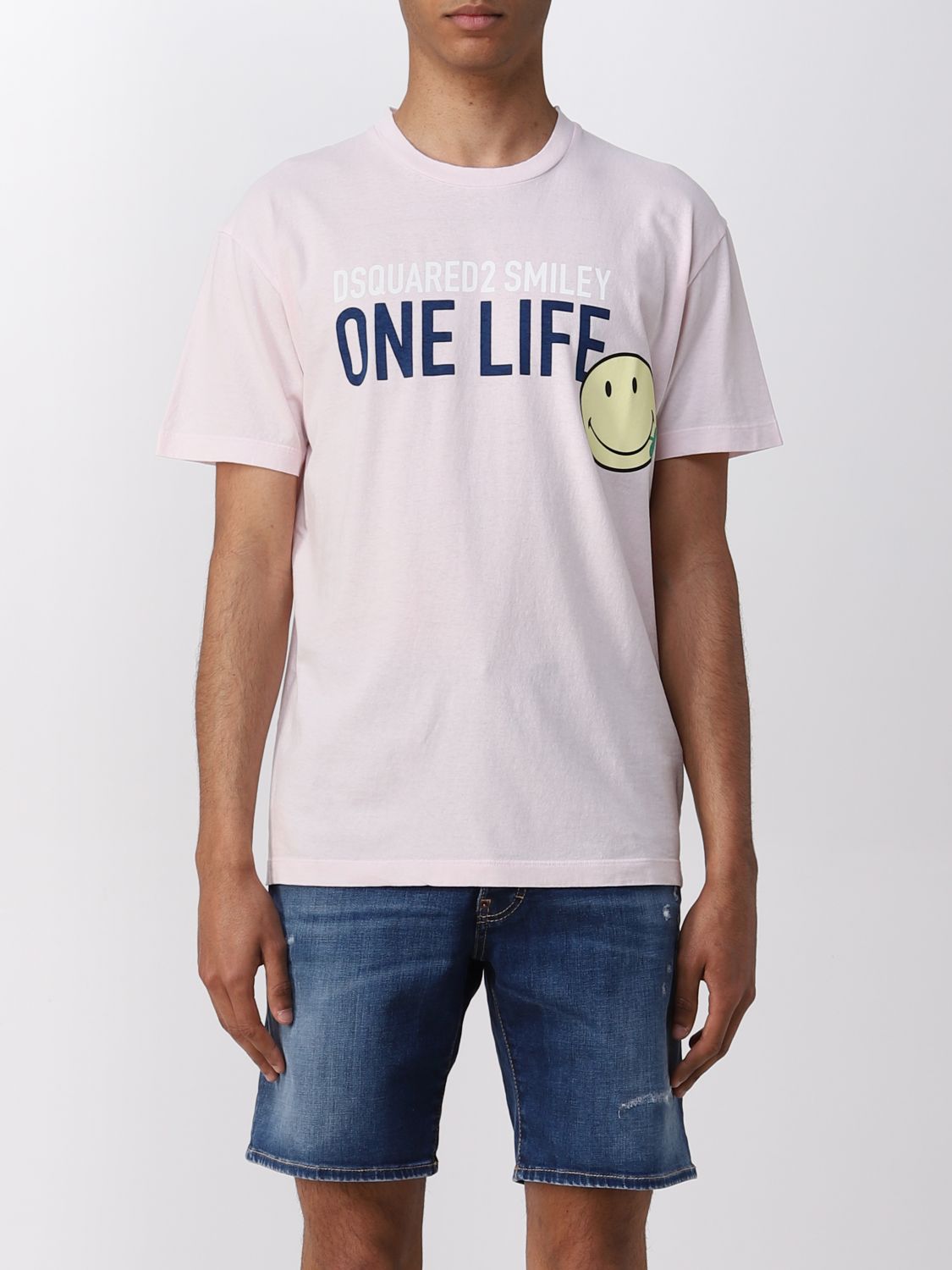 Shop Dsquared2 One Life One Planet Smiley T-shirt With Print In Pink