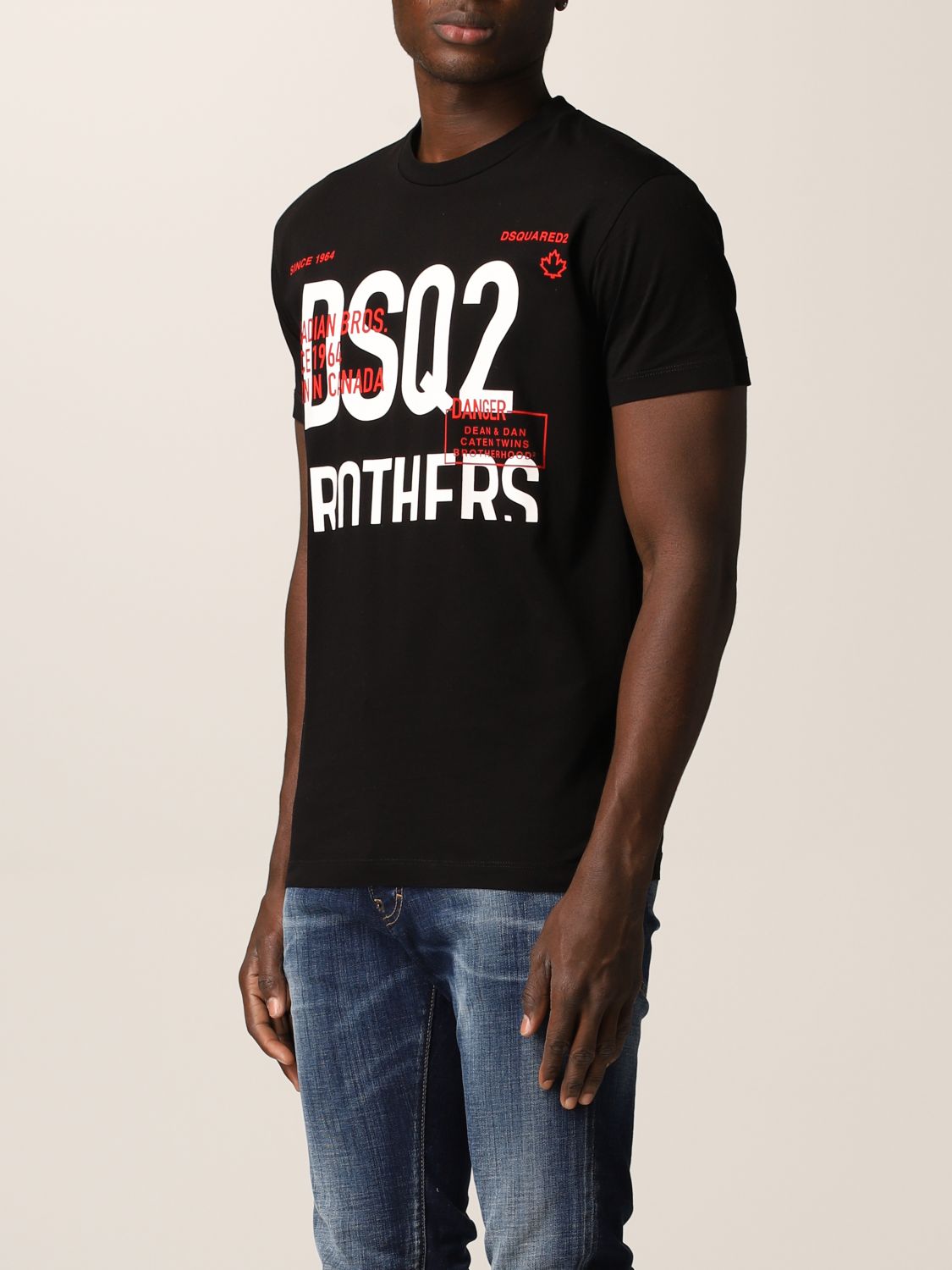 DSQUARED2: cotton T-shirt with logo - Black | Dsquared2 t-shirt