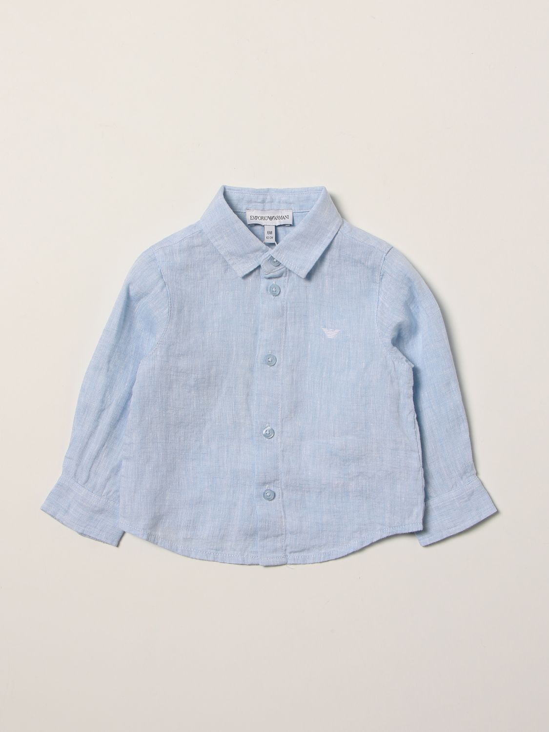 Shirt Emporio Armani: Emporio Armani linen shirt gnawed blue 1