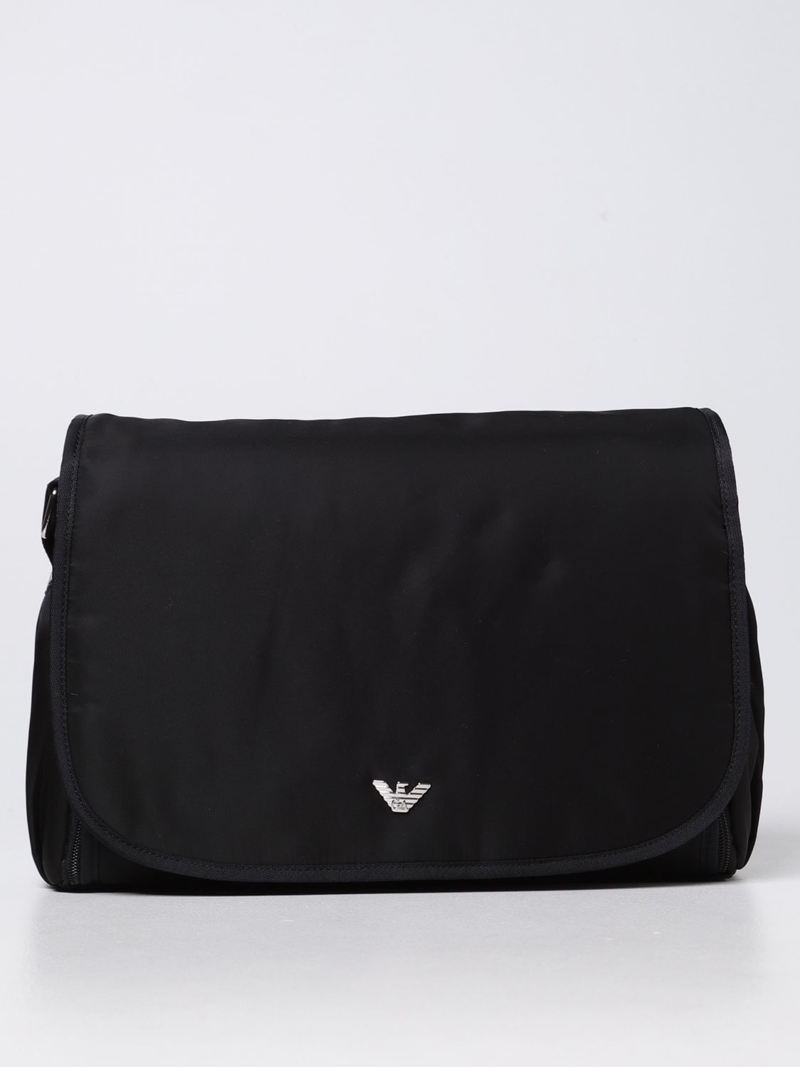 Emporio Armani Nylon Diaper Bag With Logo In Black