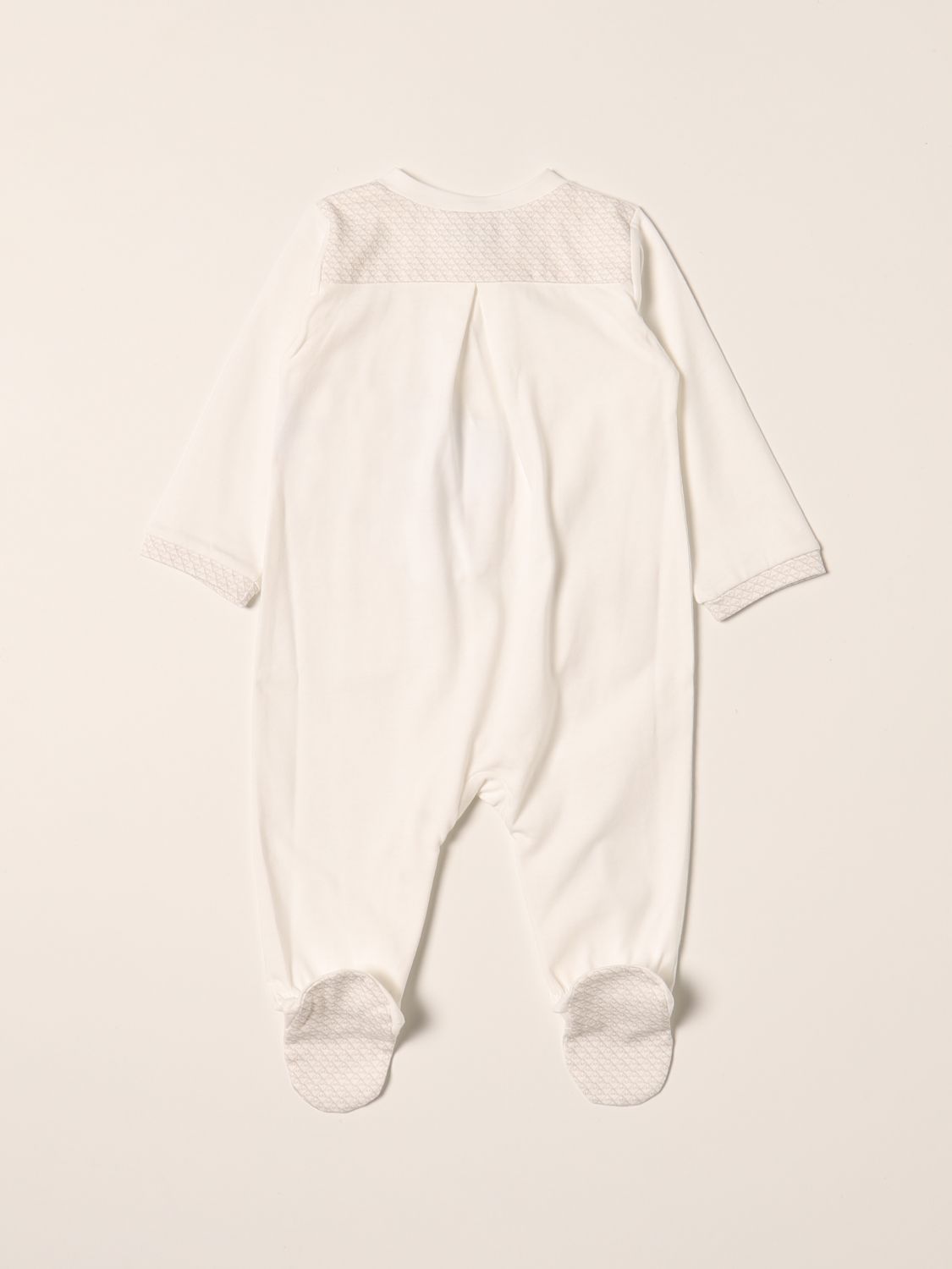 Pack Emporio Armani: Footed onesie + Emporio Armani bib set in cotton beige 2