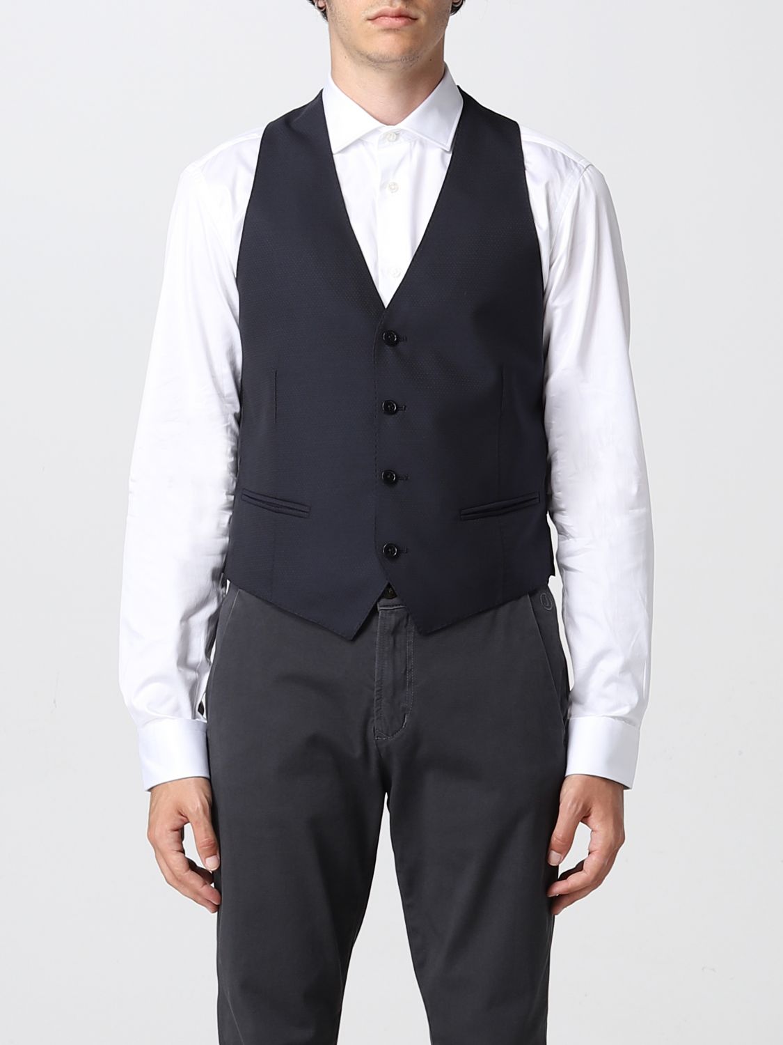 EMPORIO ARMANI: suit vest for man - Blue | Emporio Armani suit vest ...