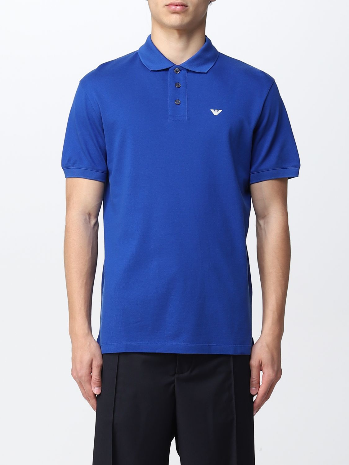 Emporio Armani Polo Shirt In Cotton In Gnawed Blue