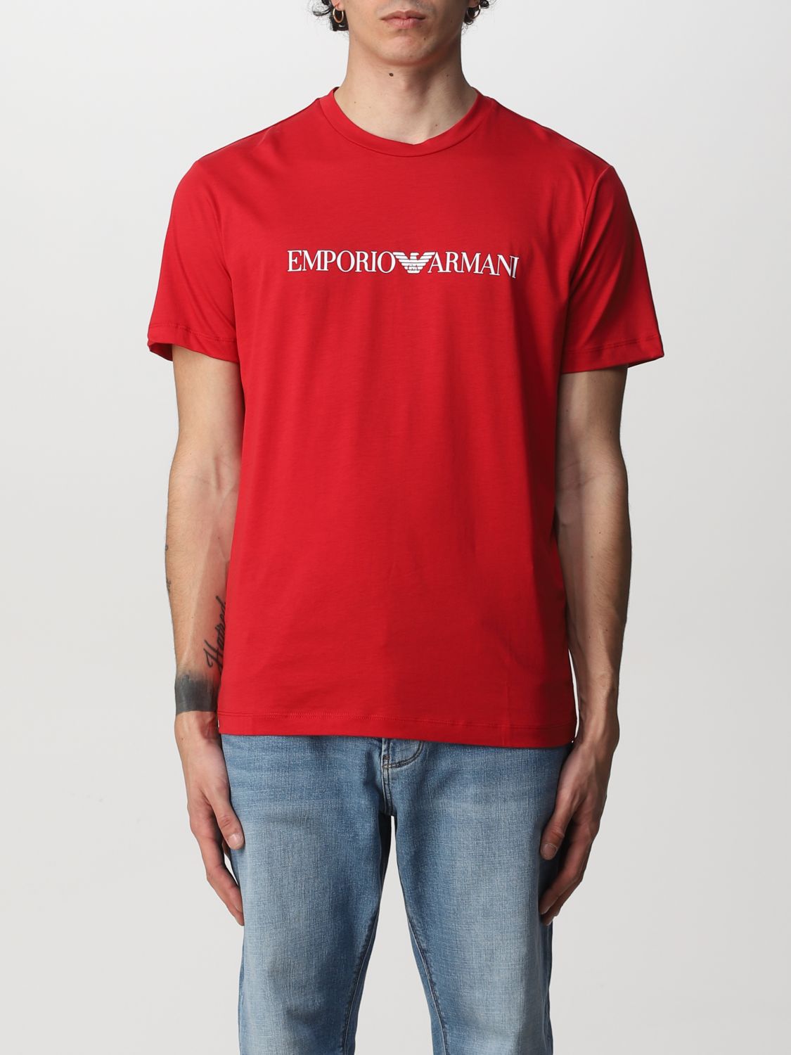 forklædning kom videre smog Emporio Armani Outlet: cotton T-shirt - Red | Emporio Armani t-shirt  8N1TN51JPZZ online on GIGLIO.COM