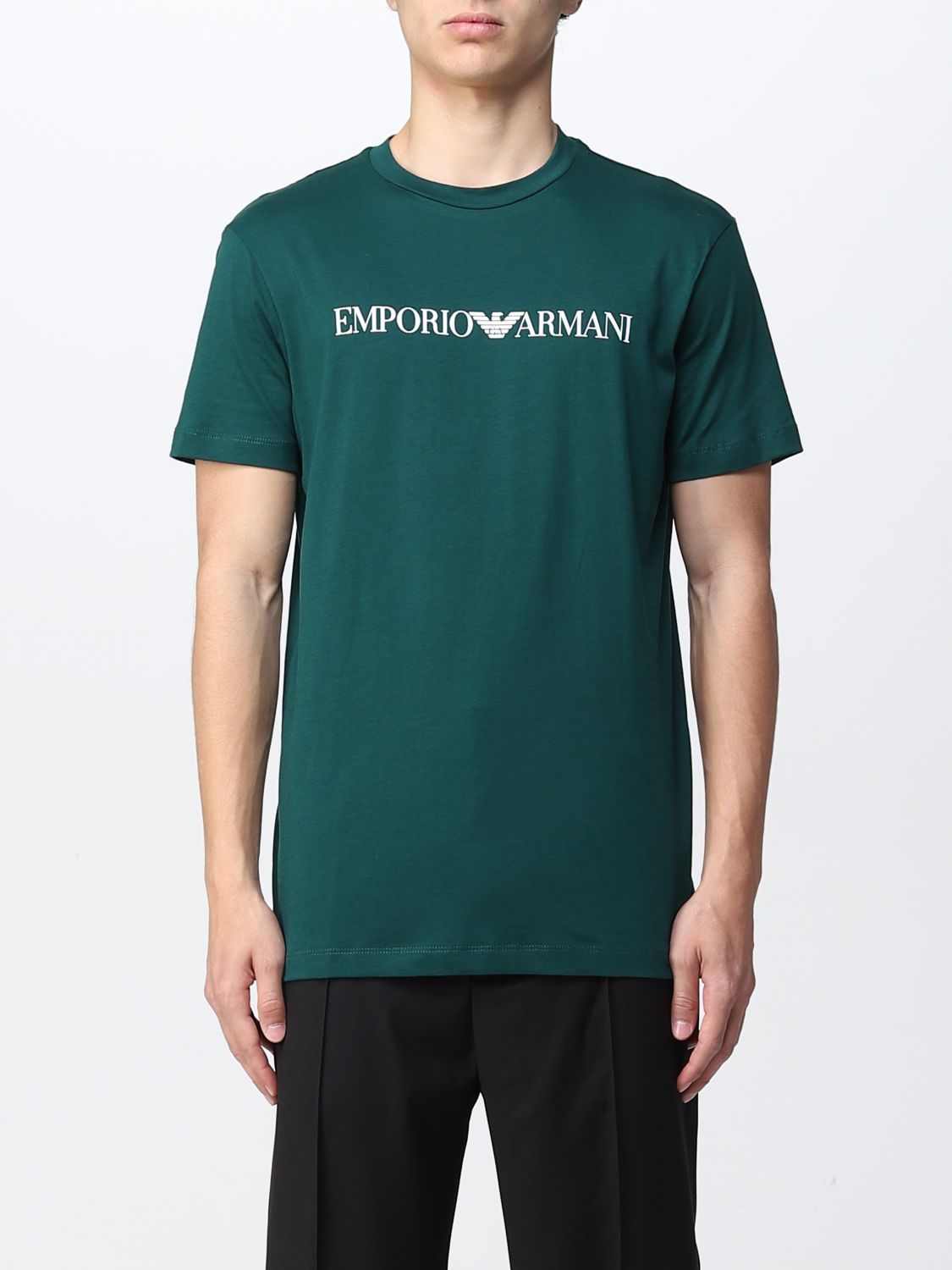 Emporio Armani Cotton Tshirt In Grass Green