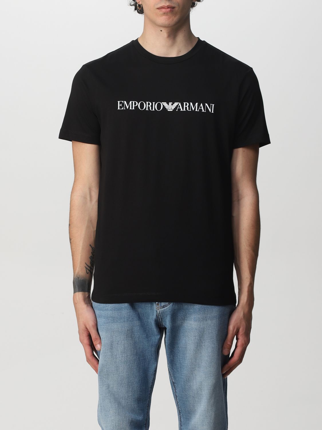 Emporio Armani Cotton T-shirt In Black 1