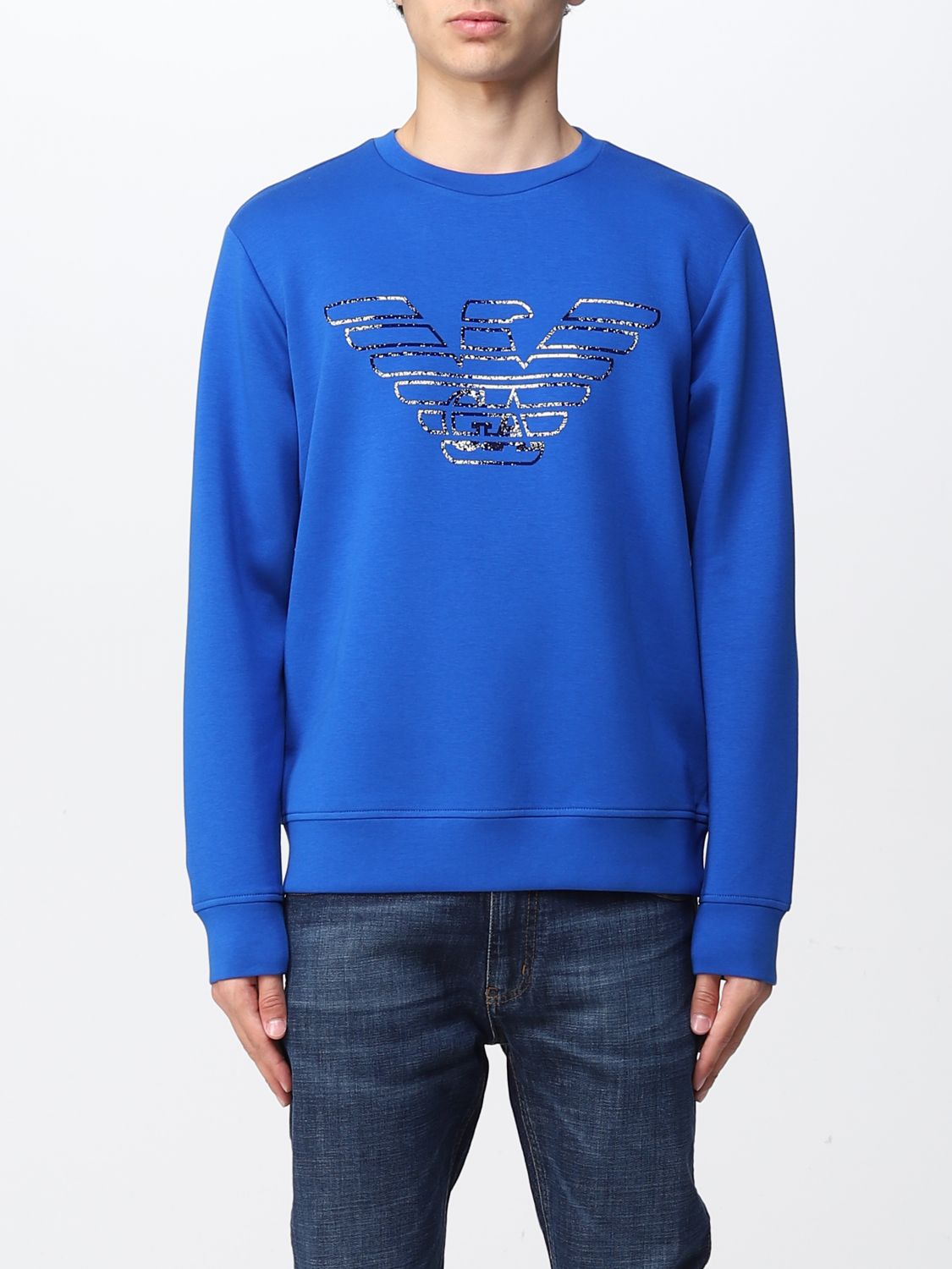 EMPORIO ARMANI: sweatshirt in cotton blend - Royal Blue | Emporio ...