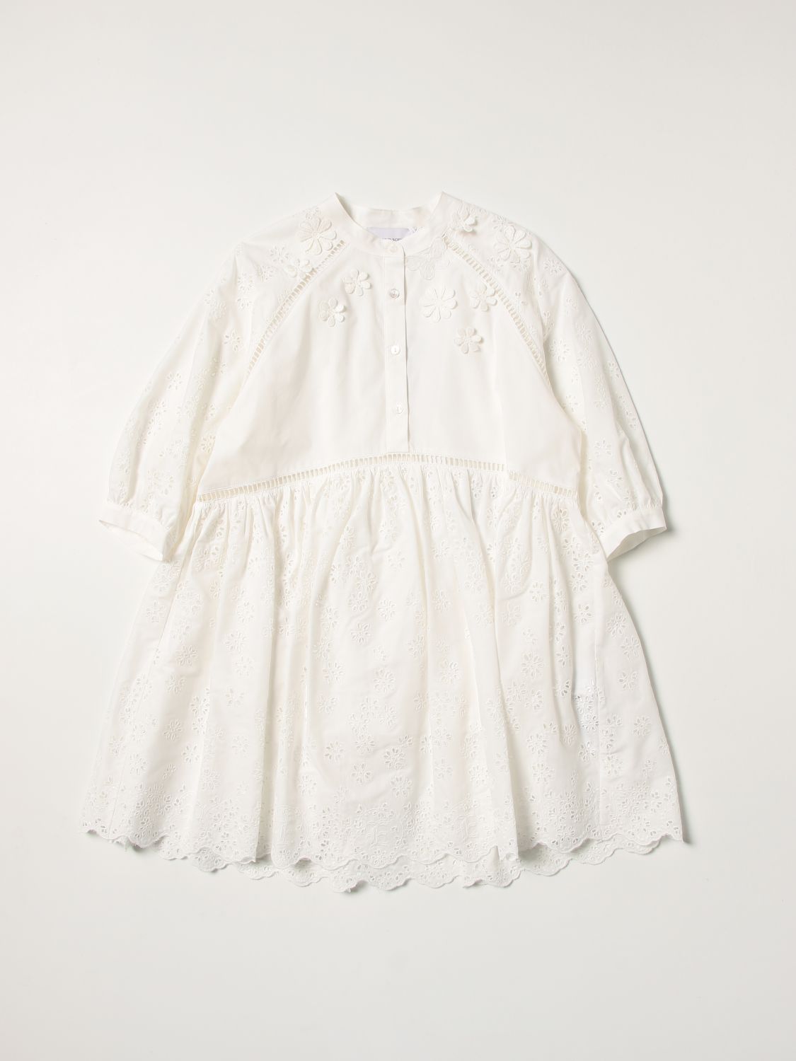 Dress Ermanno Scervino: Ermanno Scervino cotton dress with flowers white 1