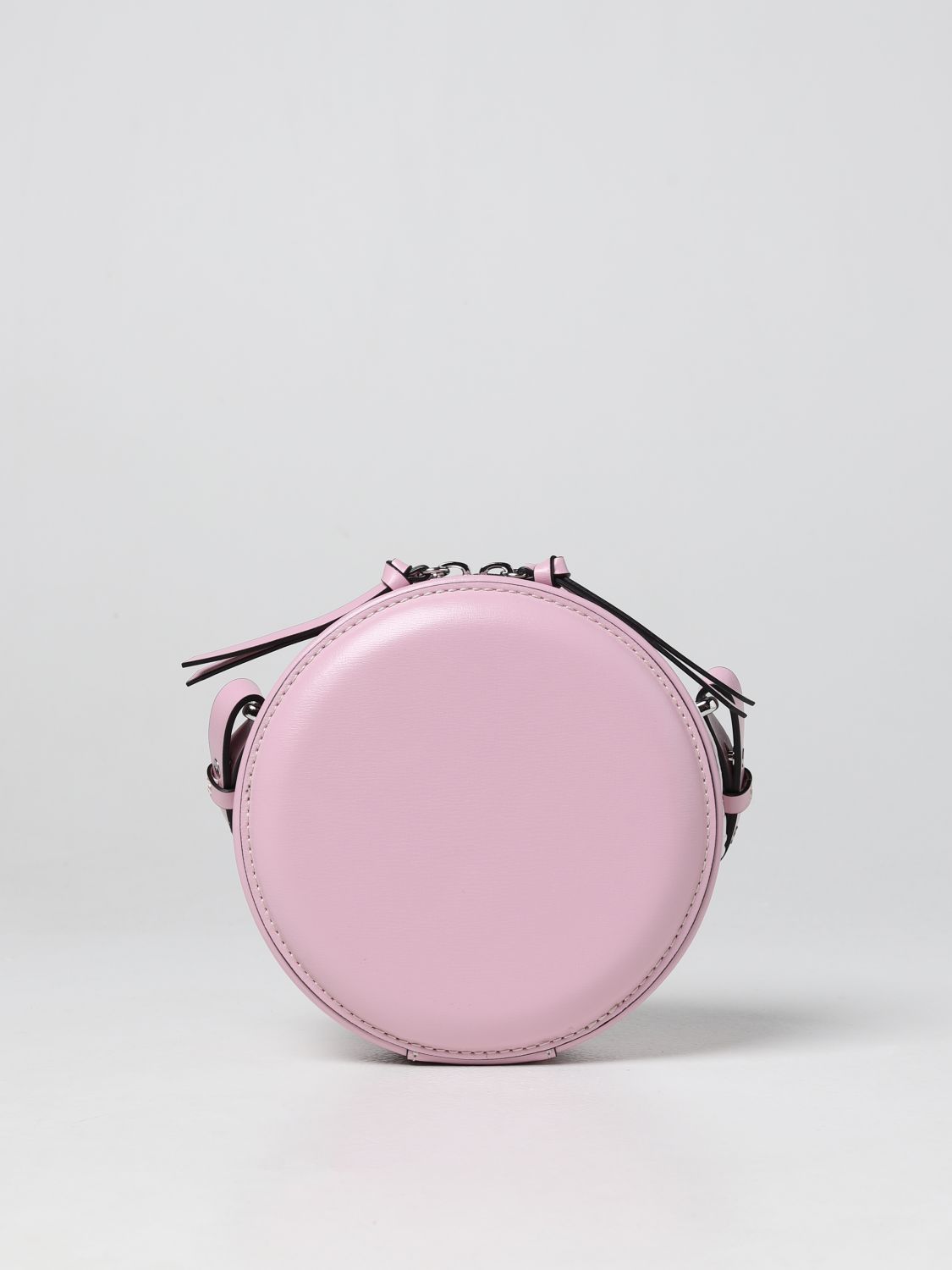 GANNI: Round bag in smooth leather - Pink | Ganni mini bag A4189