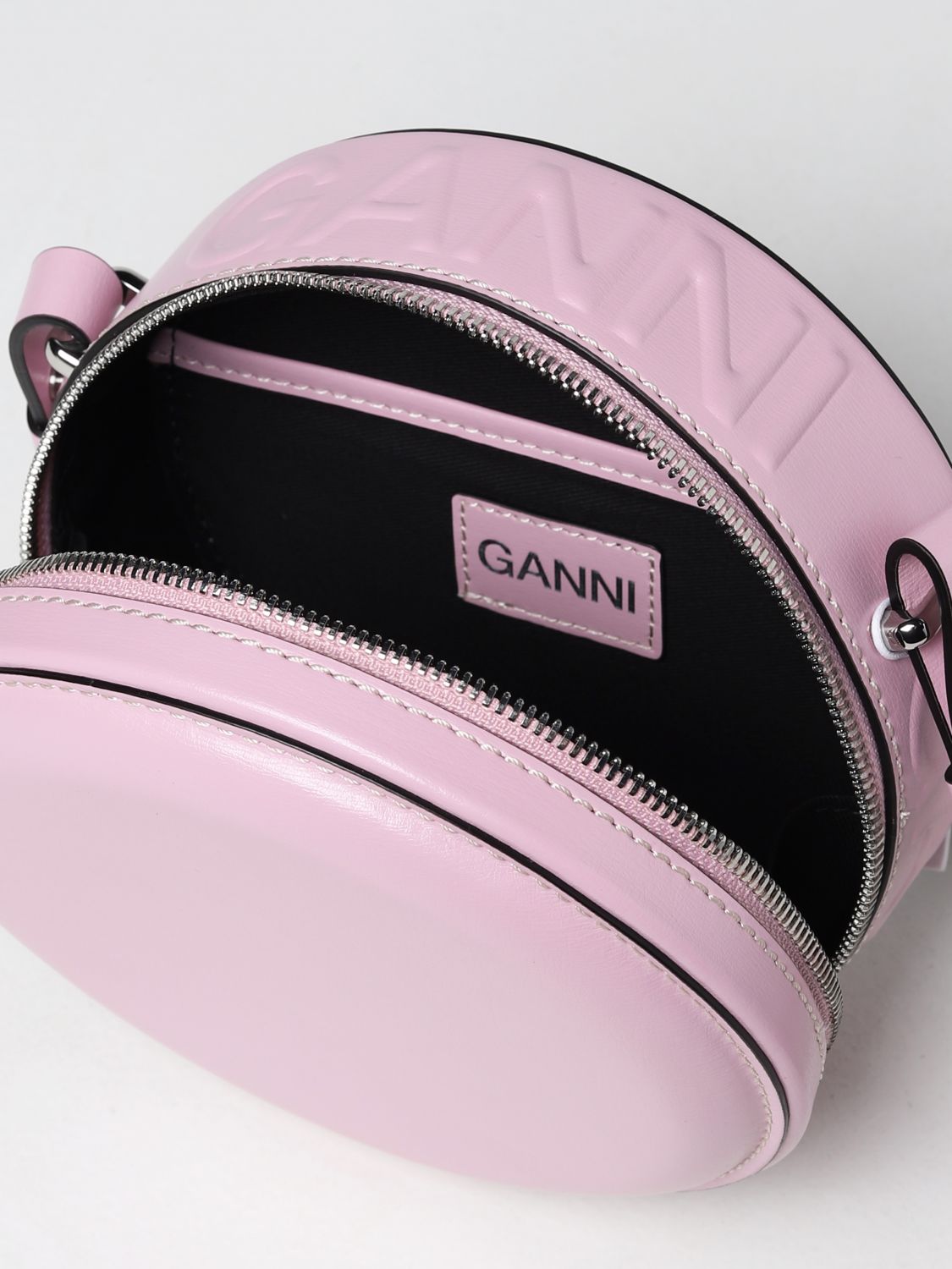 Mini bag Ganni: Round Ganni bag in smooth leather pink 3
