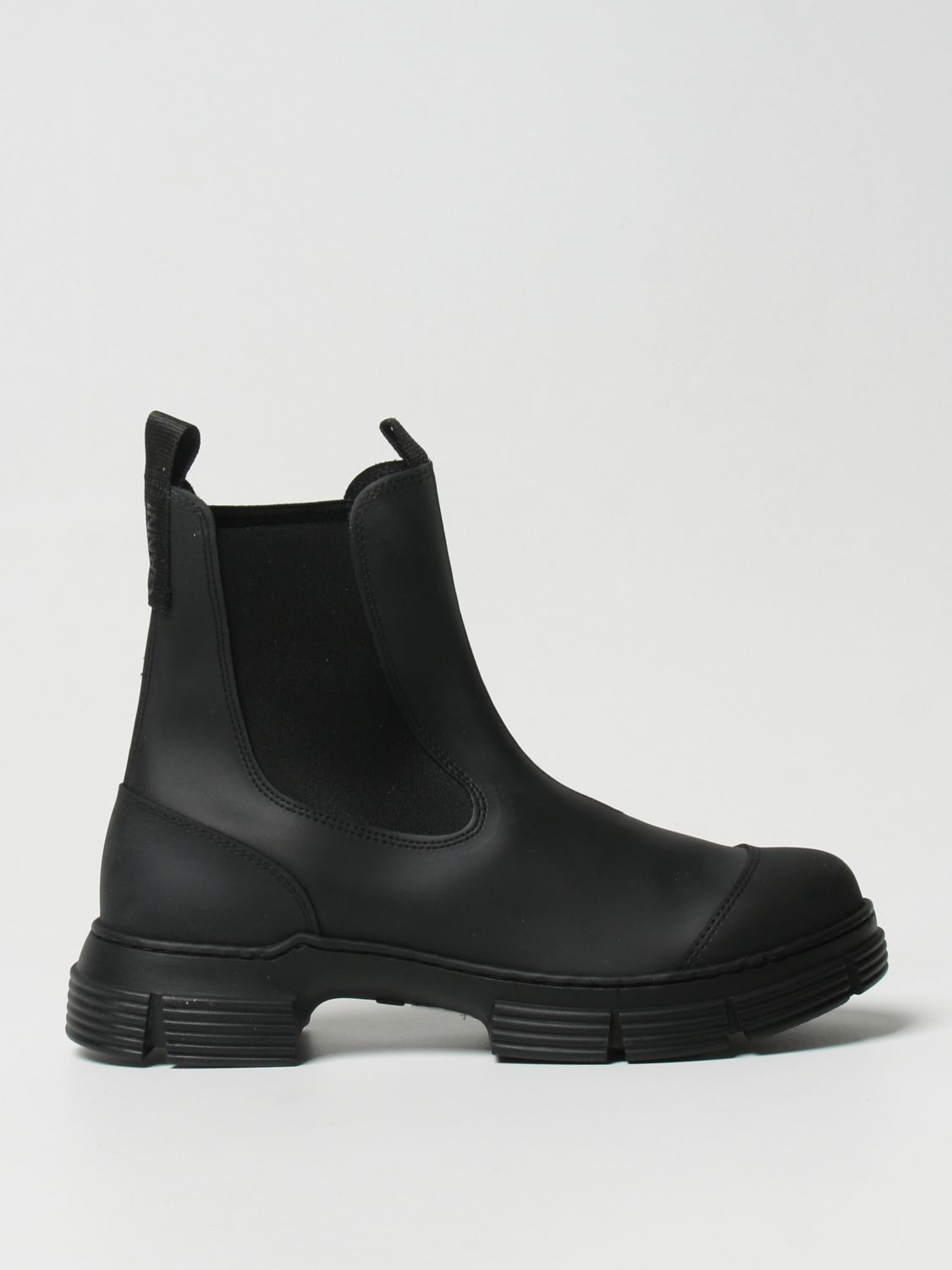Flat booties Ganni: Ganni rubber slip on boots black 1