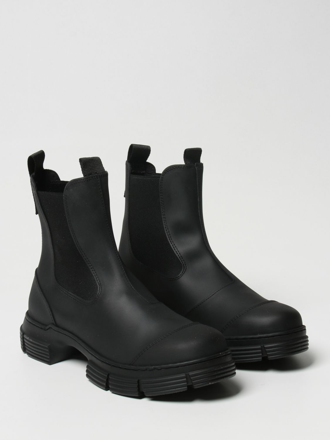 Flat booties Ganni: Ganni rubber slip on boots black 2