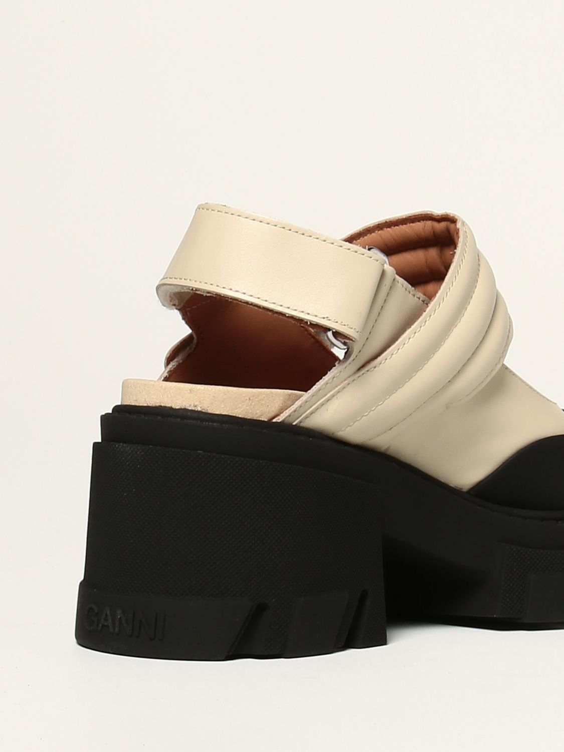 High heel shoes Ganni: Mary Jane Ganni leather slingbacks yellow cream 3