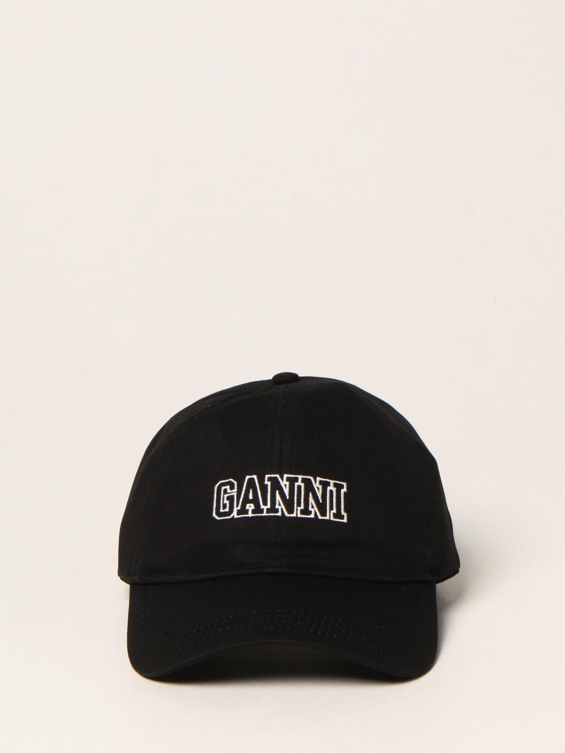 GANNI: baseball cap in cotton with logo 