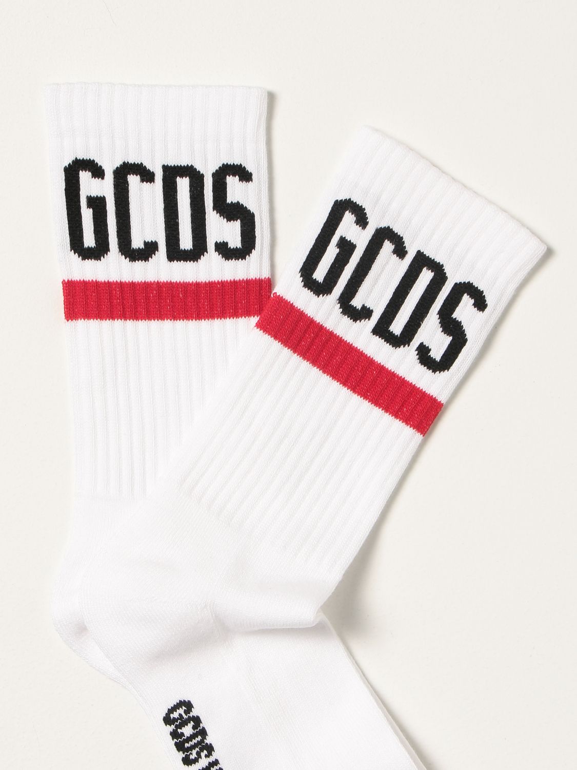 GCDS: socks with logo - White | Gcds socks CC94M010024 online on GIGLIO.COM