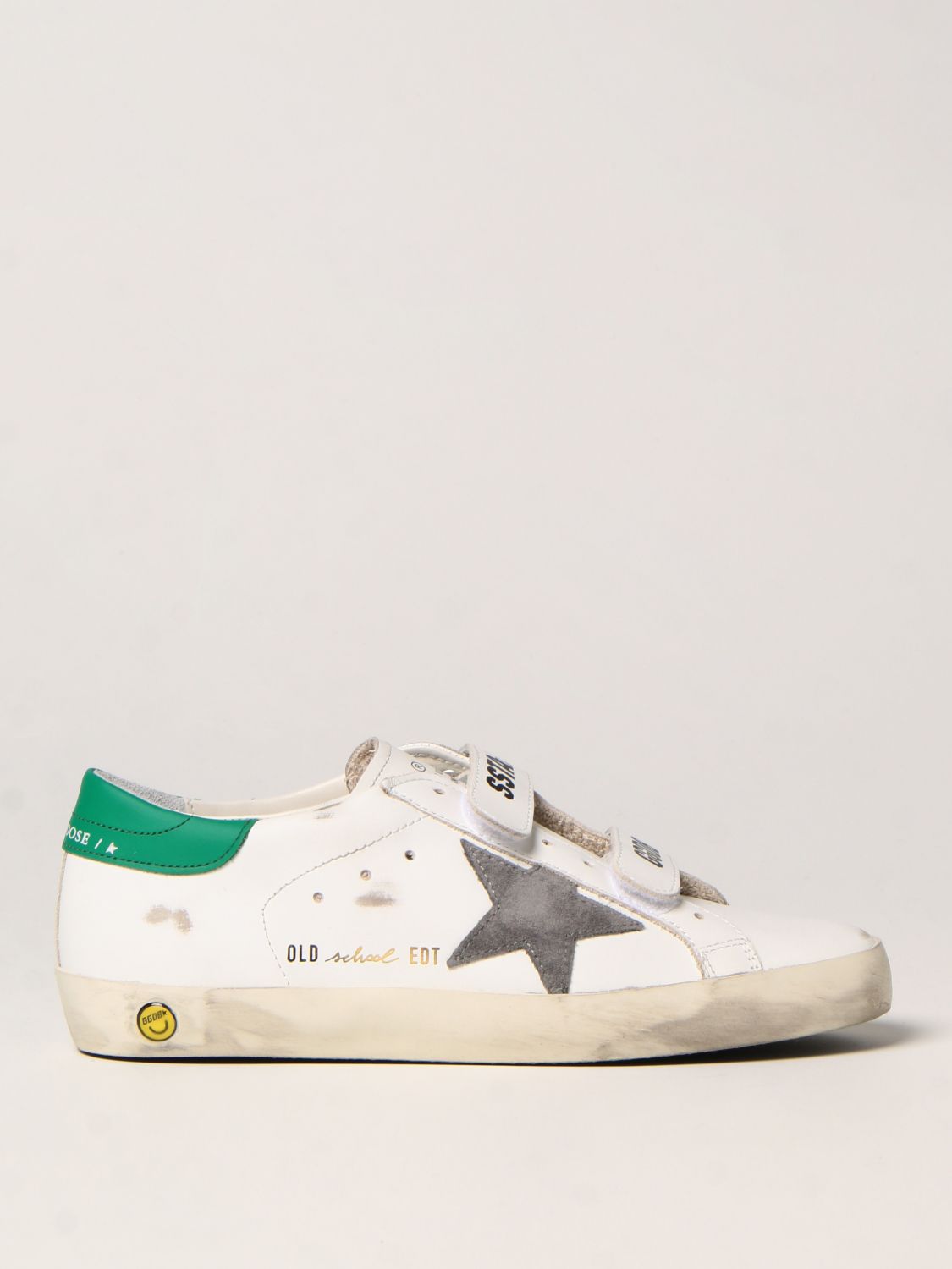 Golden Goose Kids' Old School Sneakers In Worn Leather In White | ModeSens